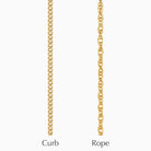 Picture of a curb and rope chain to choose from.