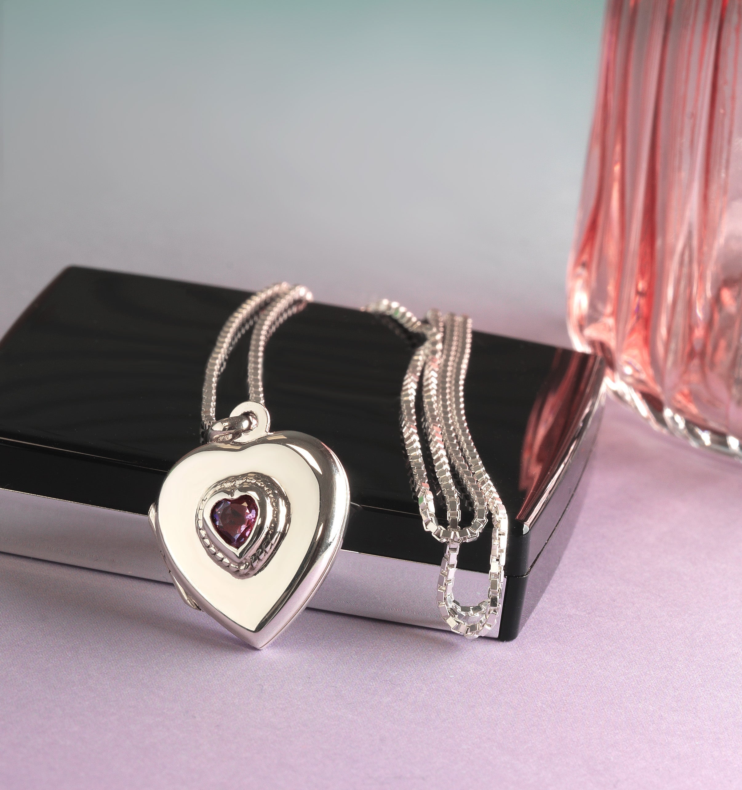 Product title: Amethyst Plain Heart Locket, product type: Locket