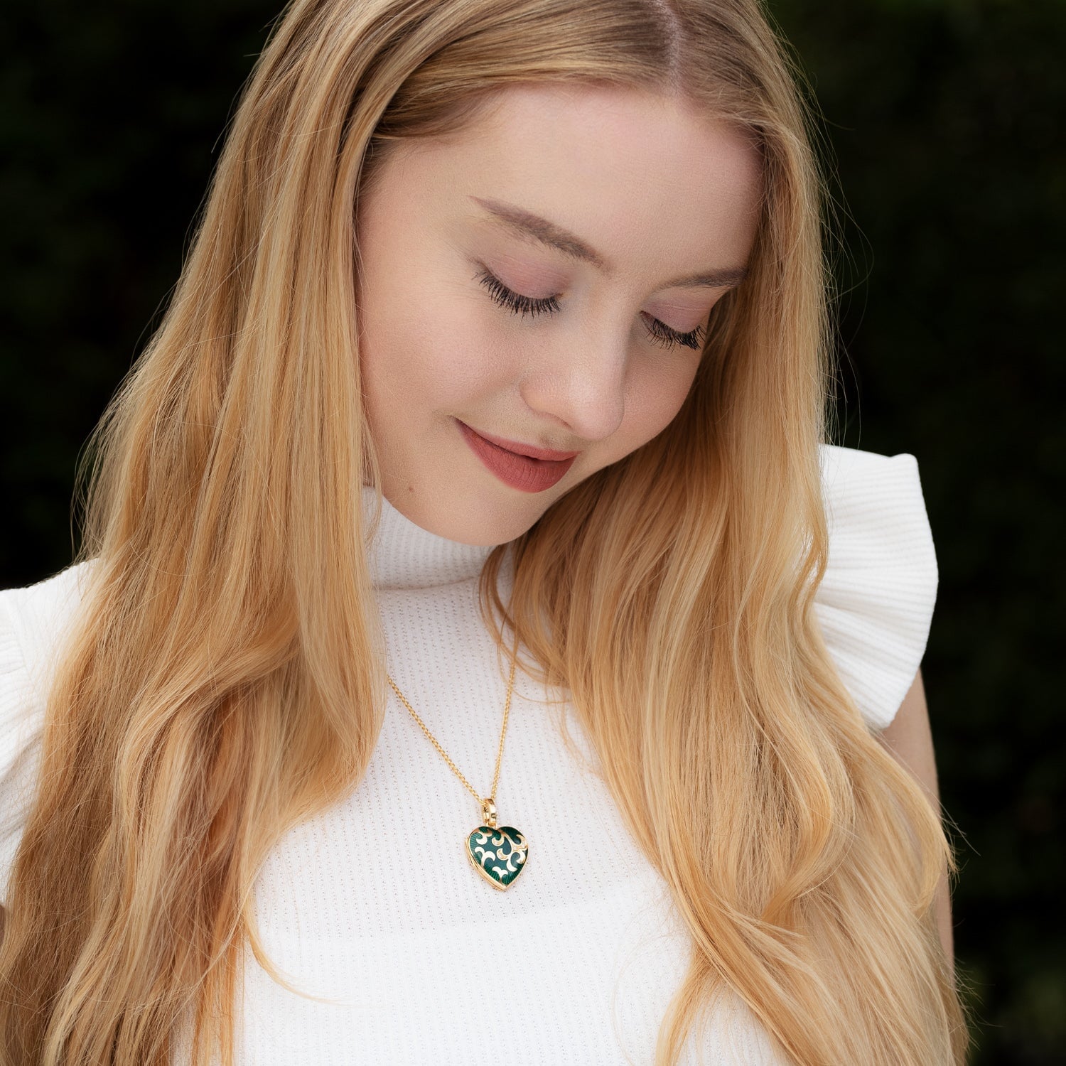 Product title: Green Guilloche Heart Locket, product type: Locket