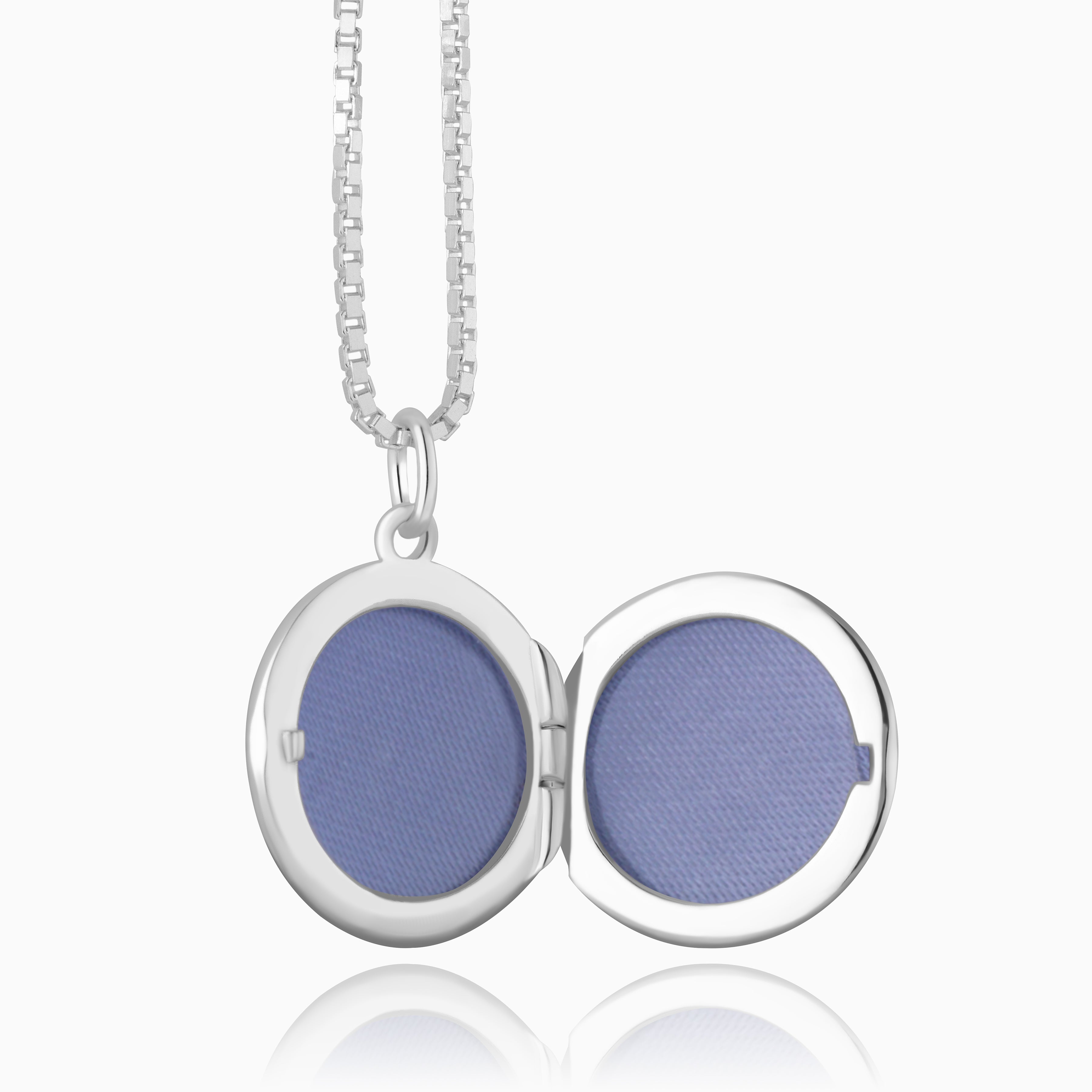 Inside of a 925 sterling silver round locket.