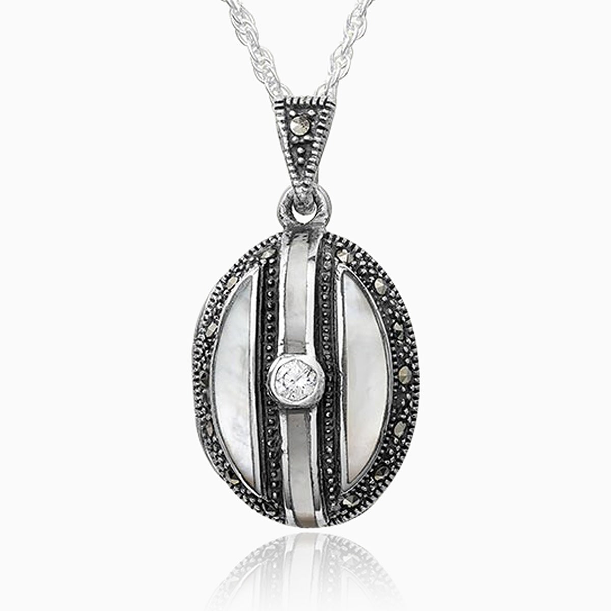 Product title: Onyx and Marcasite Striped Locket, product type: Locket