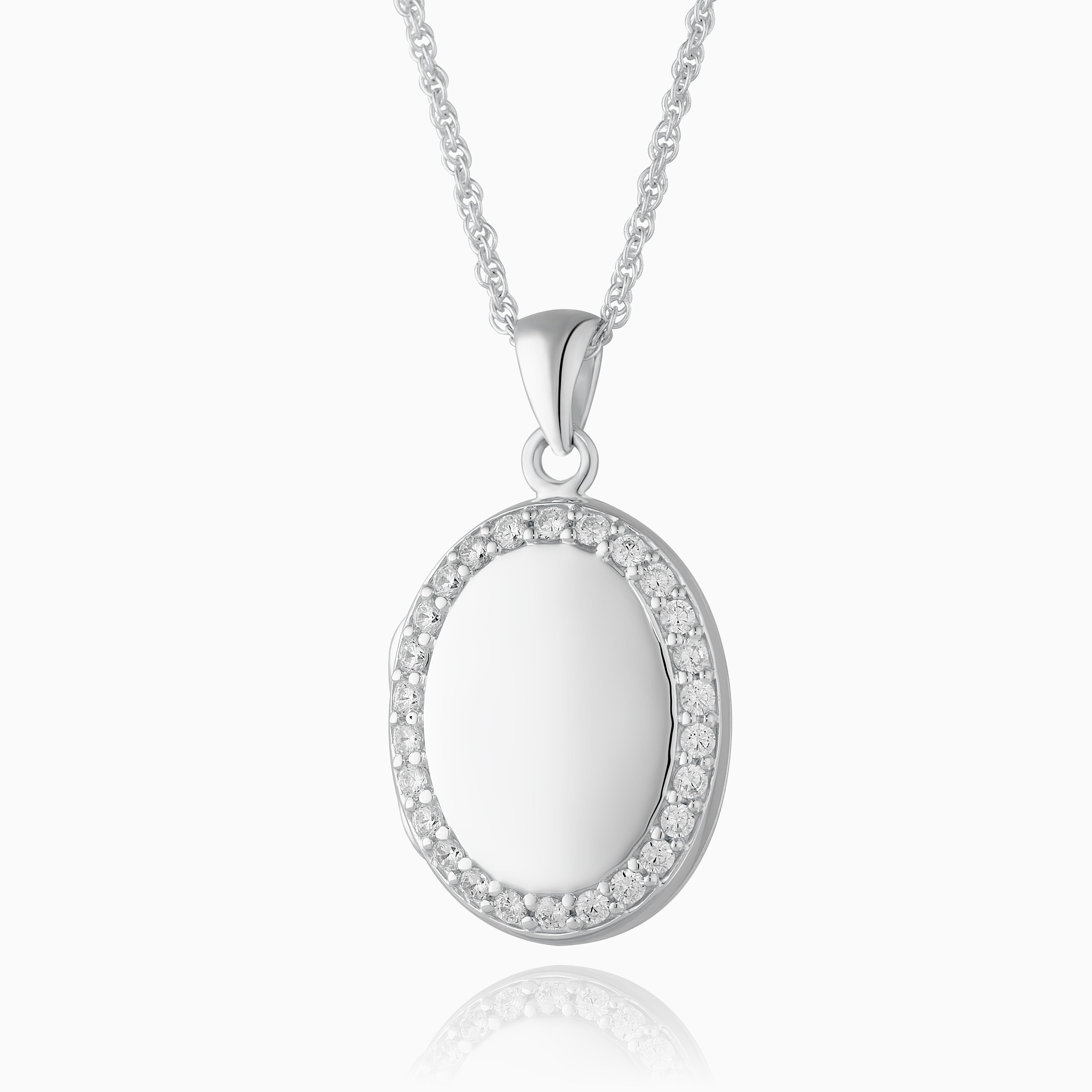 Product title: White Topaz Silver Oval Locket, product type: Locket