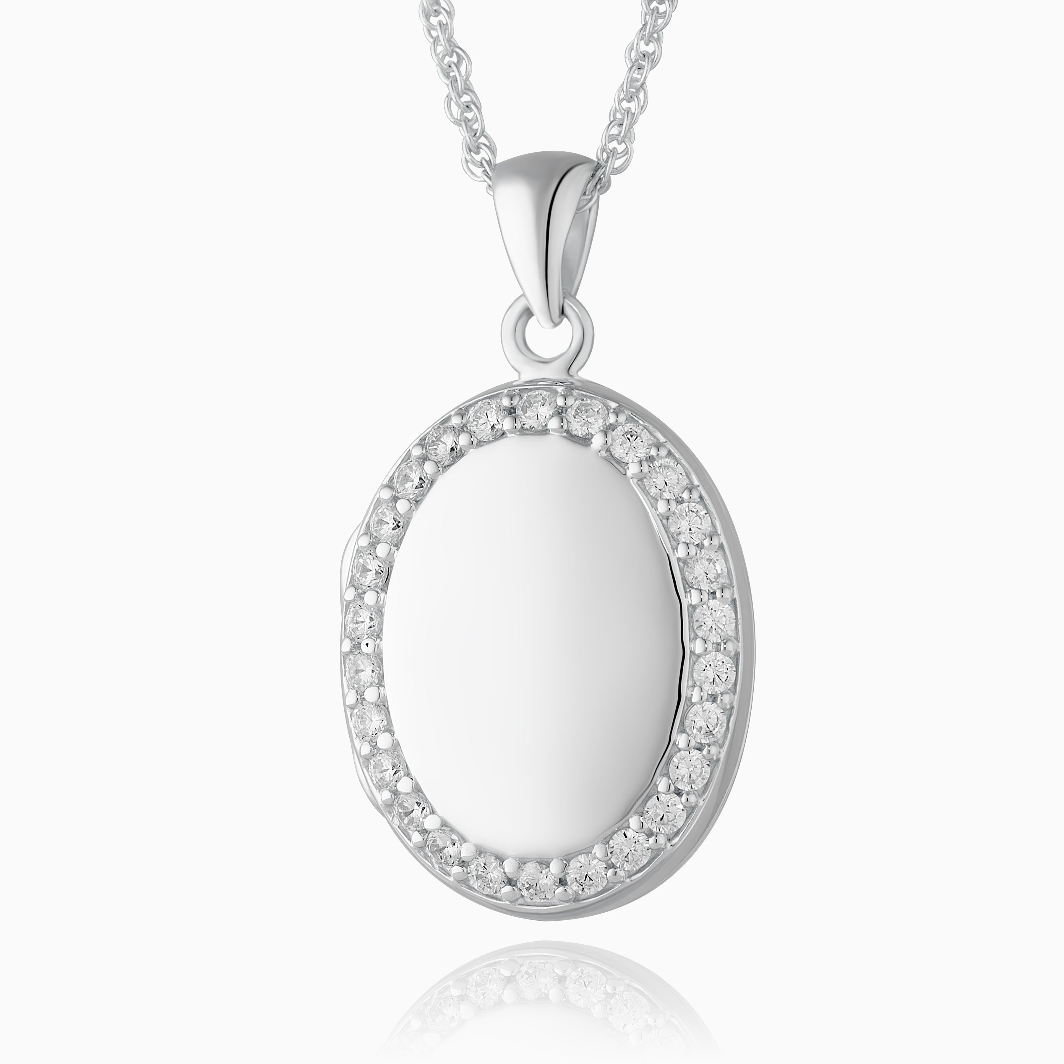 Product title: White Topaz Silver Oval Locket, product type: Locket