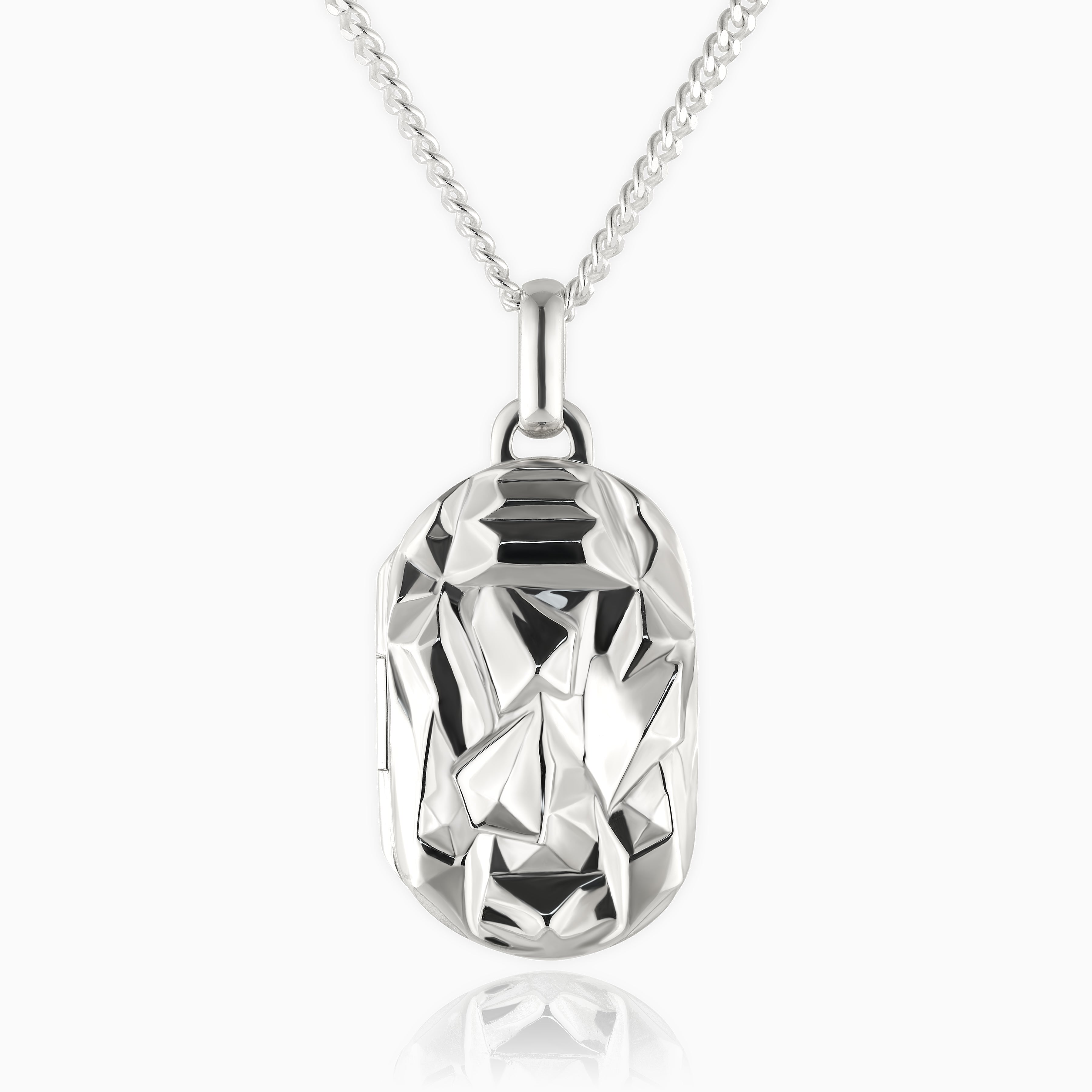 Product title: Men's Origami Polished Silver Locket, product type: Locket