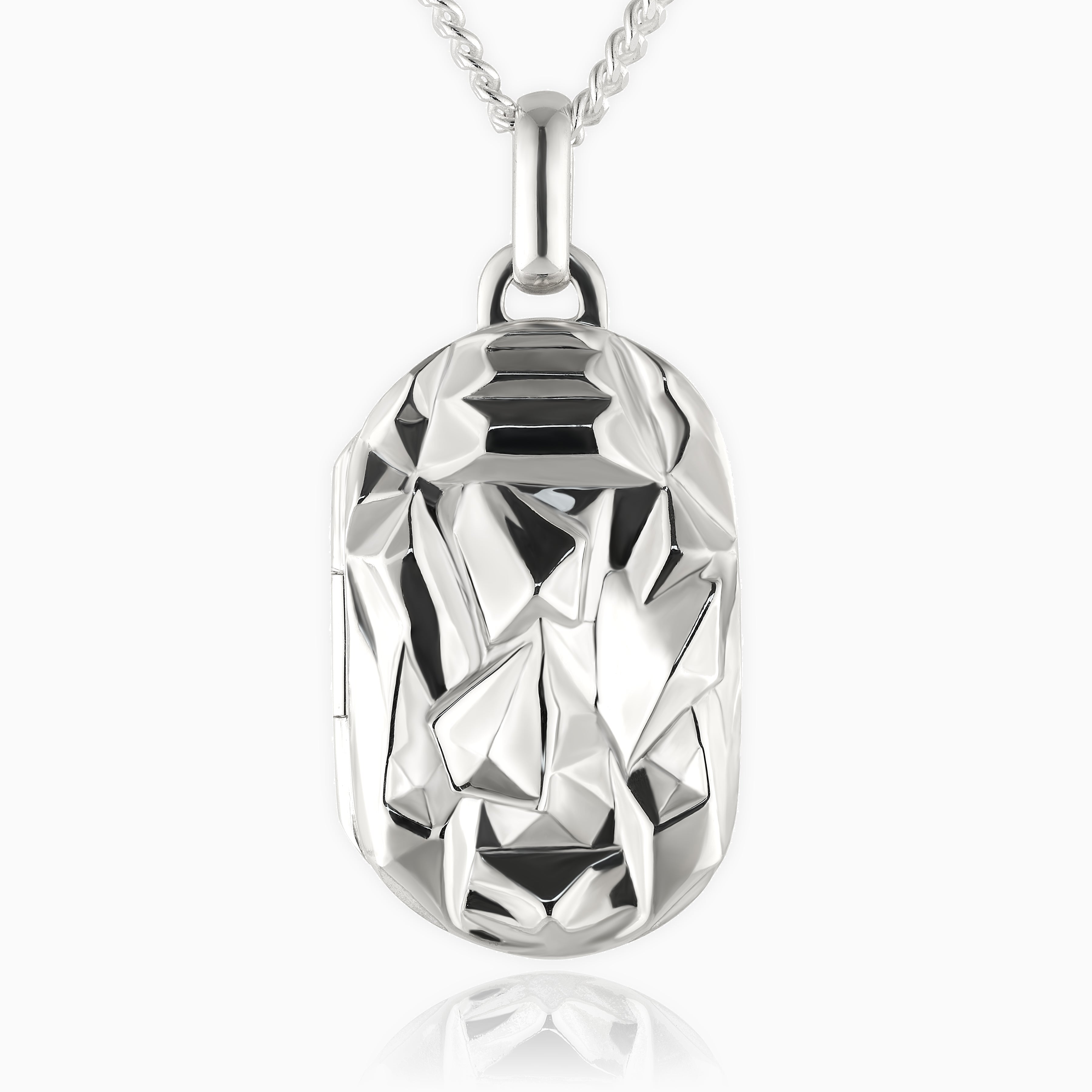 Product title: Men's Origami Polished Silver Locket, product type: Locket