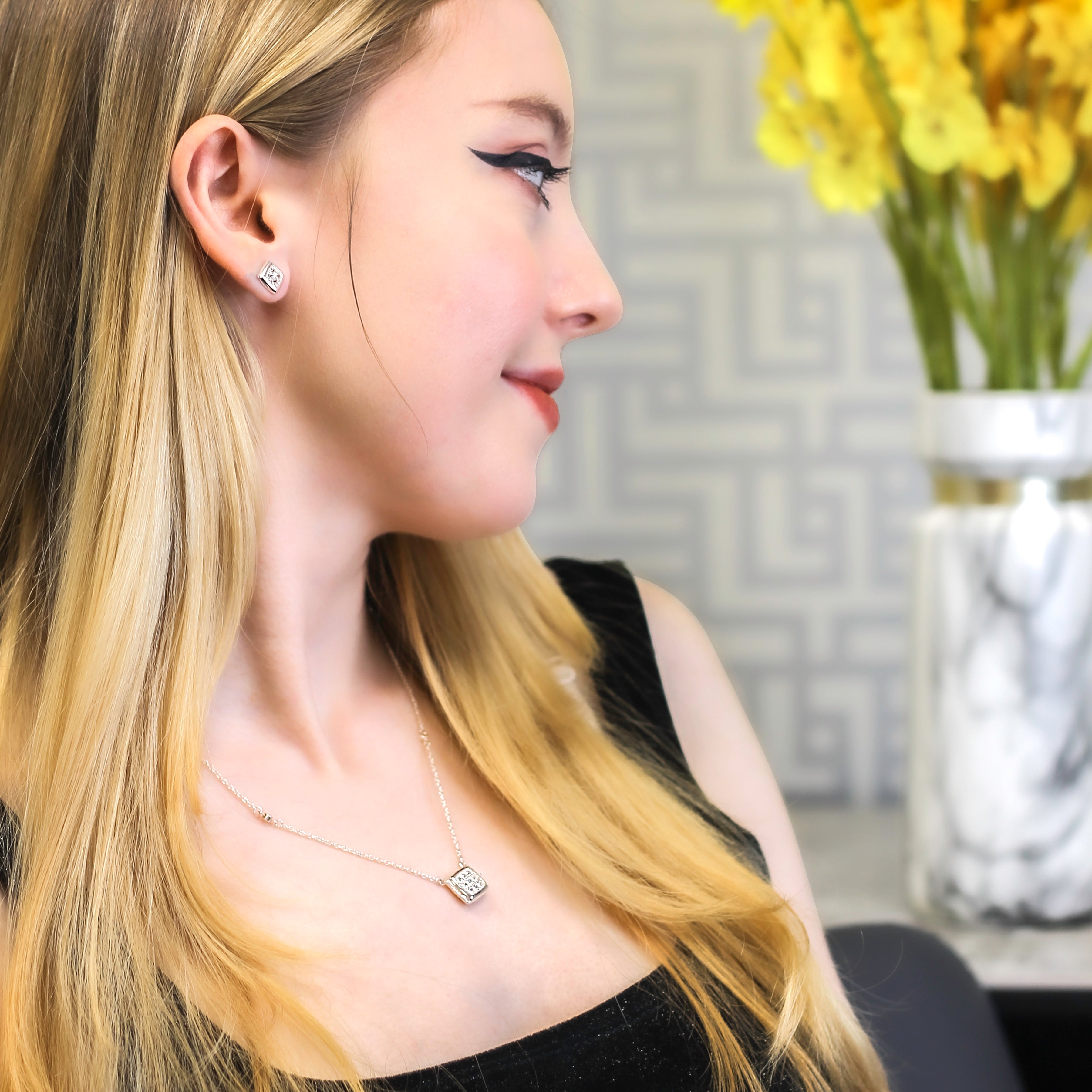 Product title: White Topaz Stud Earrings, product type: Earrings