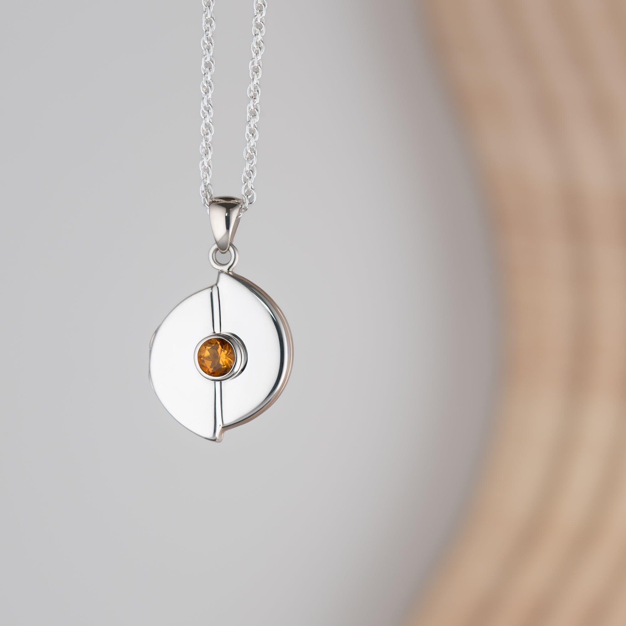 Product title: Contemporary Silver Citrine Locket, product type: Locket