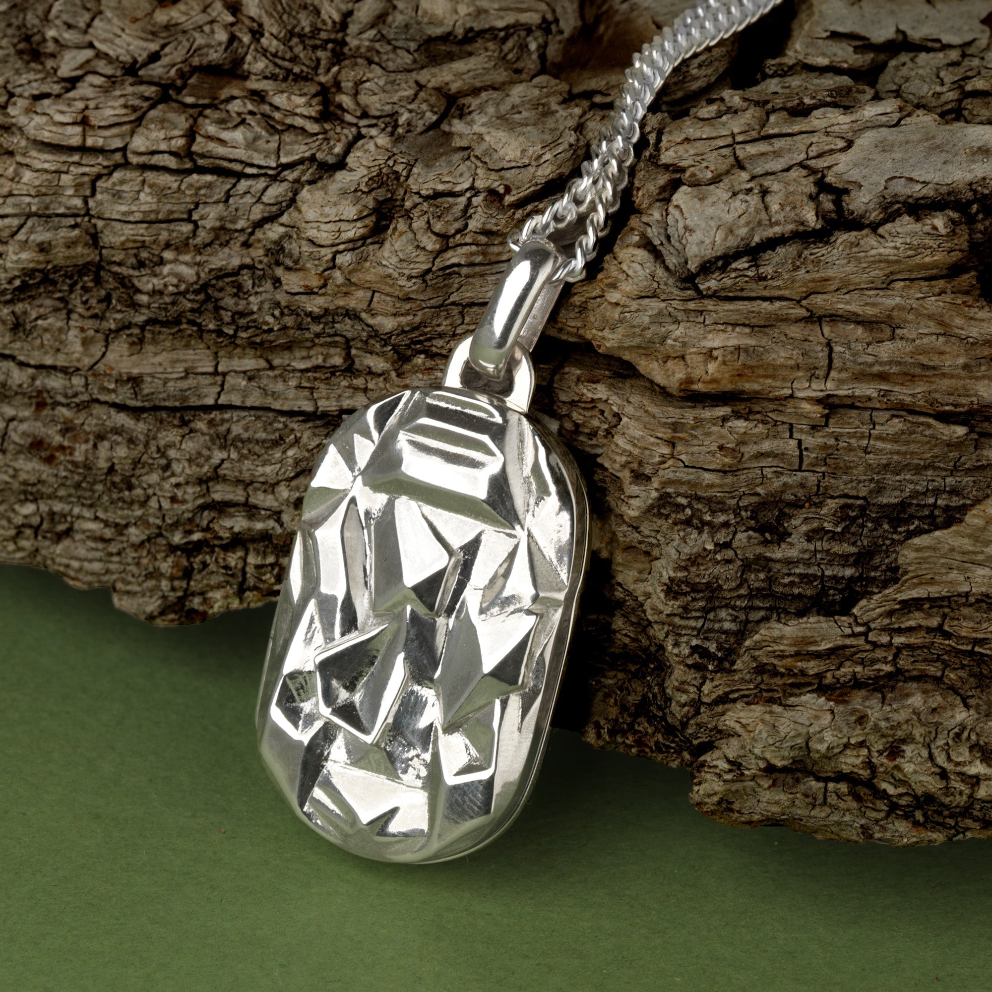 Product title: Men's Origami Polished Silver Locket, product type: Locket