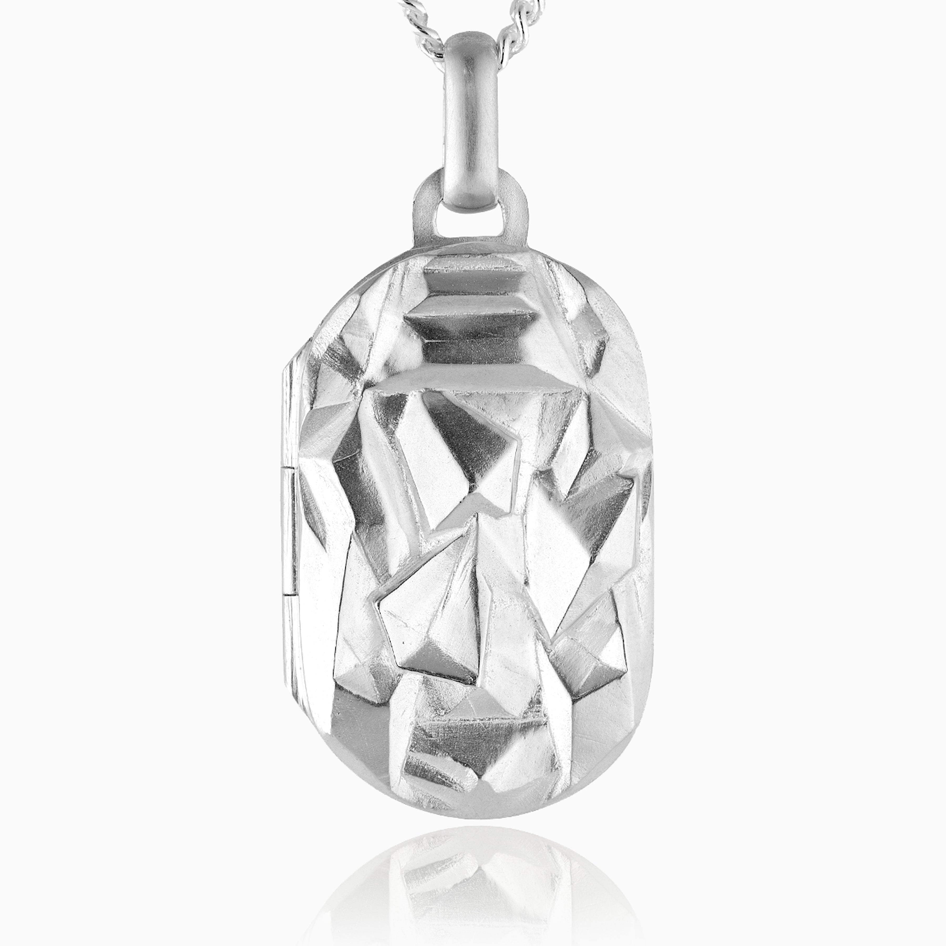 Product title: Men's Origami Matte Silver Locket, product type: Locket