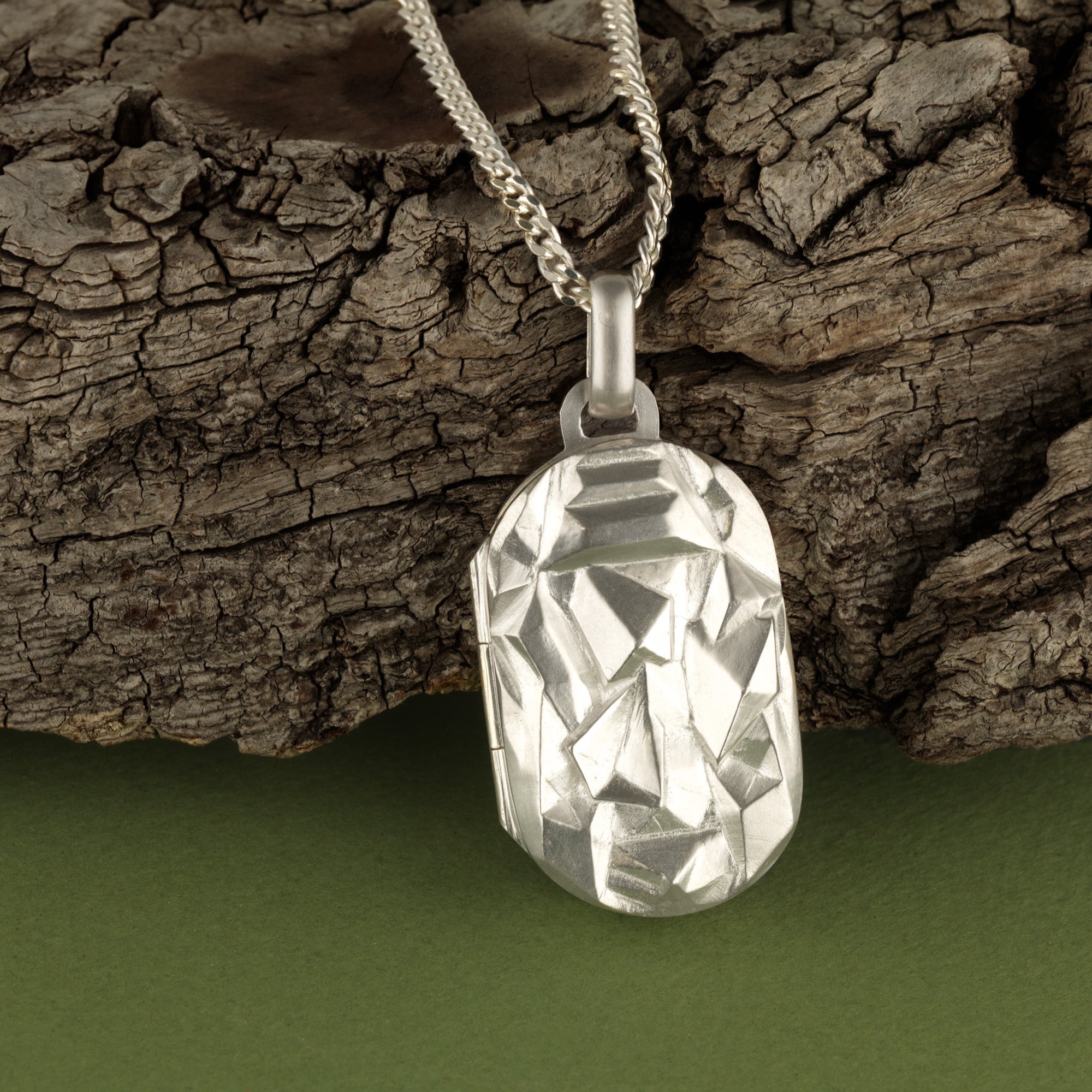 Product title: Men's Origami Matte Silver Locket, product type: Locket