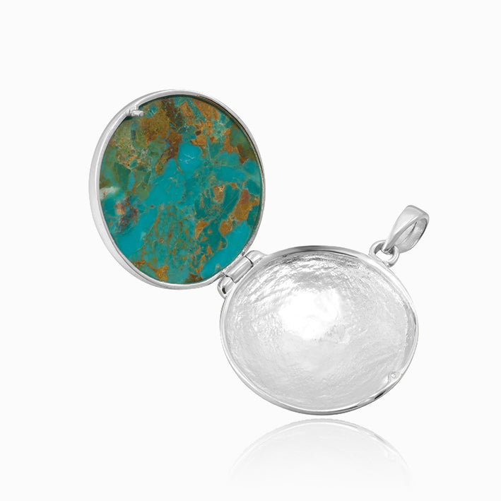 Product title: Contemporary Filigree Turquoise Locket, product type: