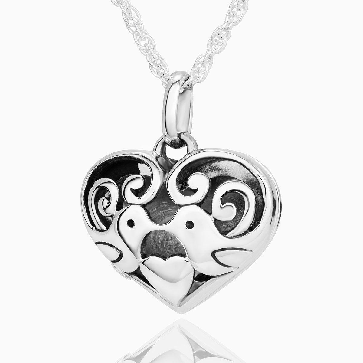 925 sterling silver wide filigree and birds heart locket