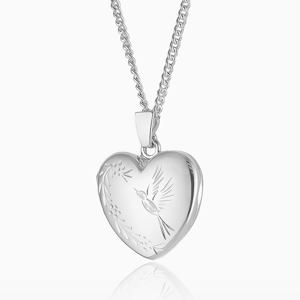Product title: Hand Engraved Silver Heart Bird Locket, product type: Locket