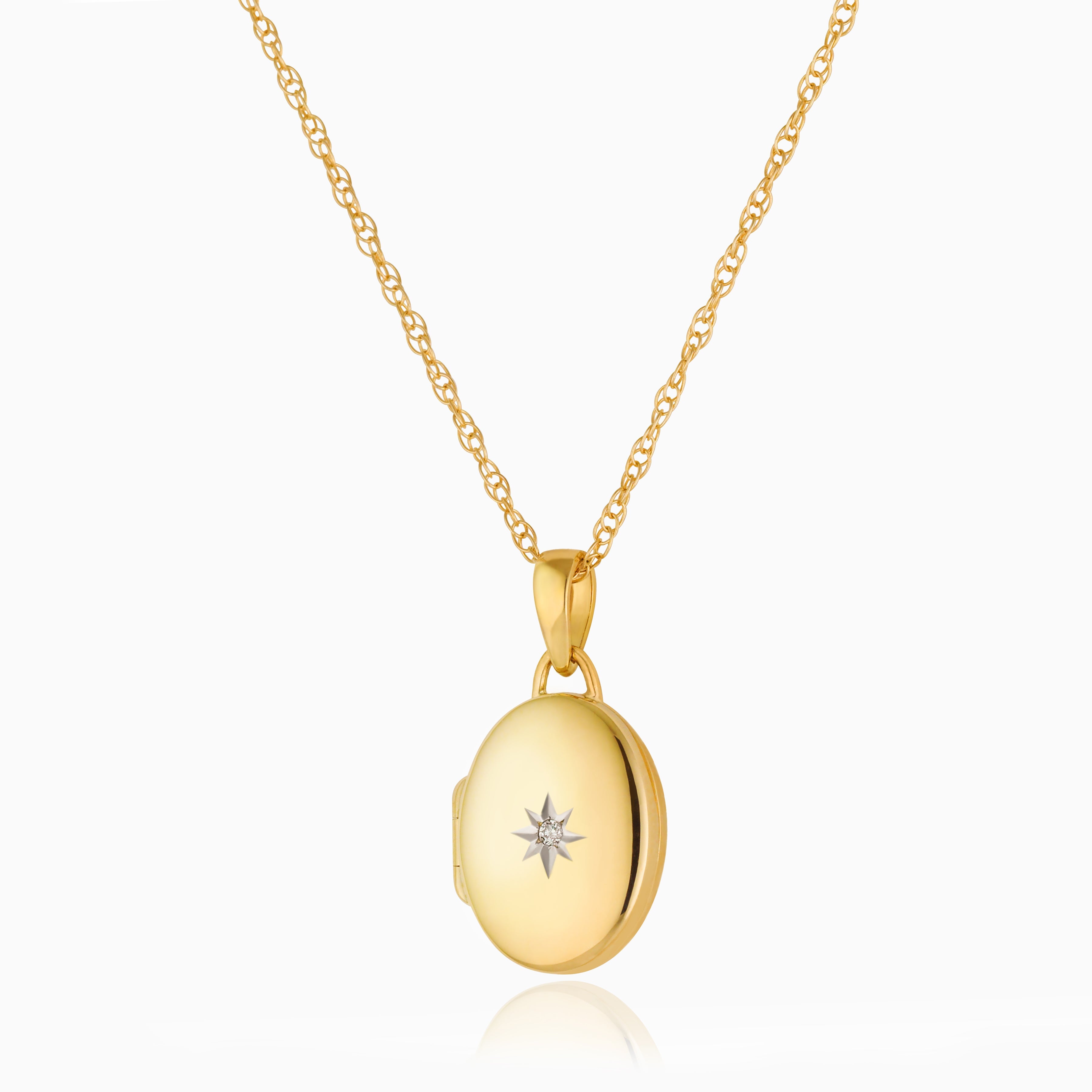 Product title: Tiny Gold Oval Diamond Locket, product type: Locket