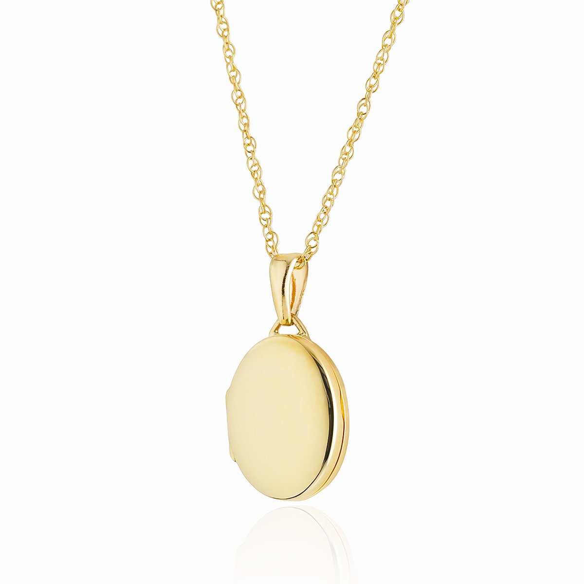 9 ct gold polished oval locket on a 9 ct gold rope chain