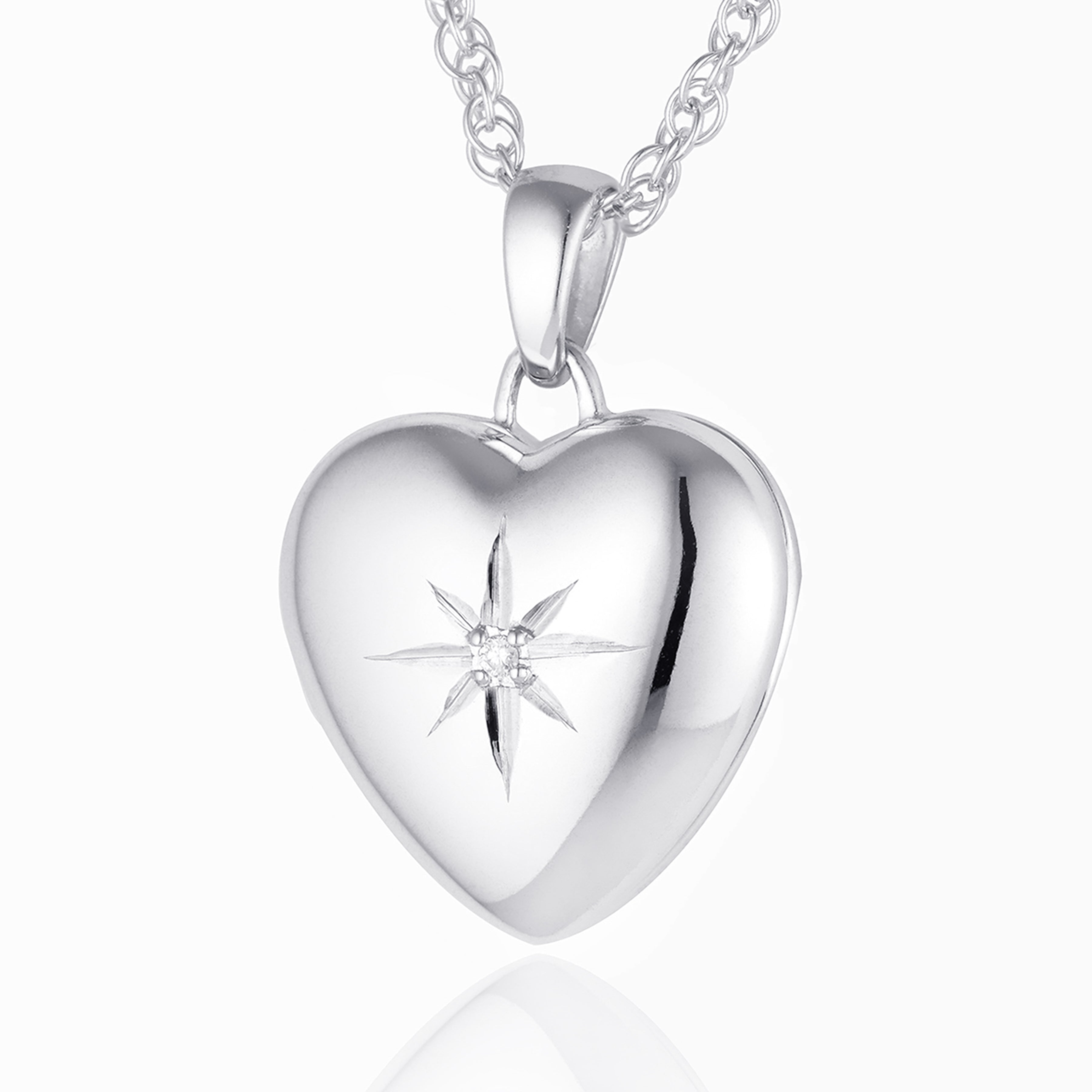 Product title: Premium White Gold and Diamond Heart Locket, product type: Locket