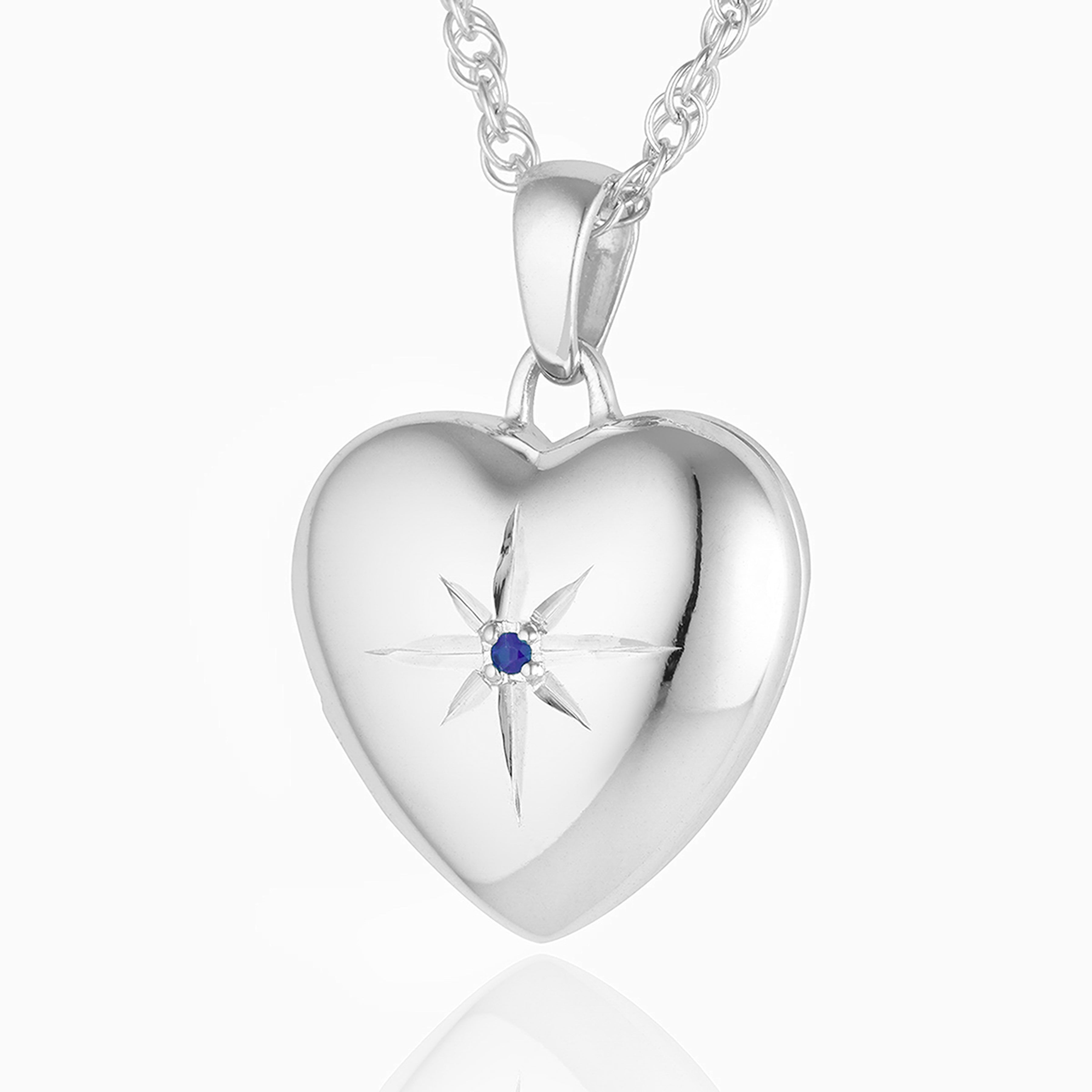 Product title: Premium White Gold and Sapphire Heart Locket, product type: Locket