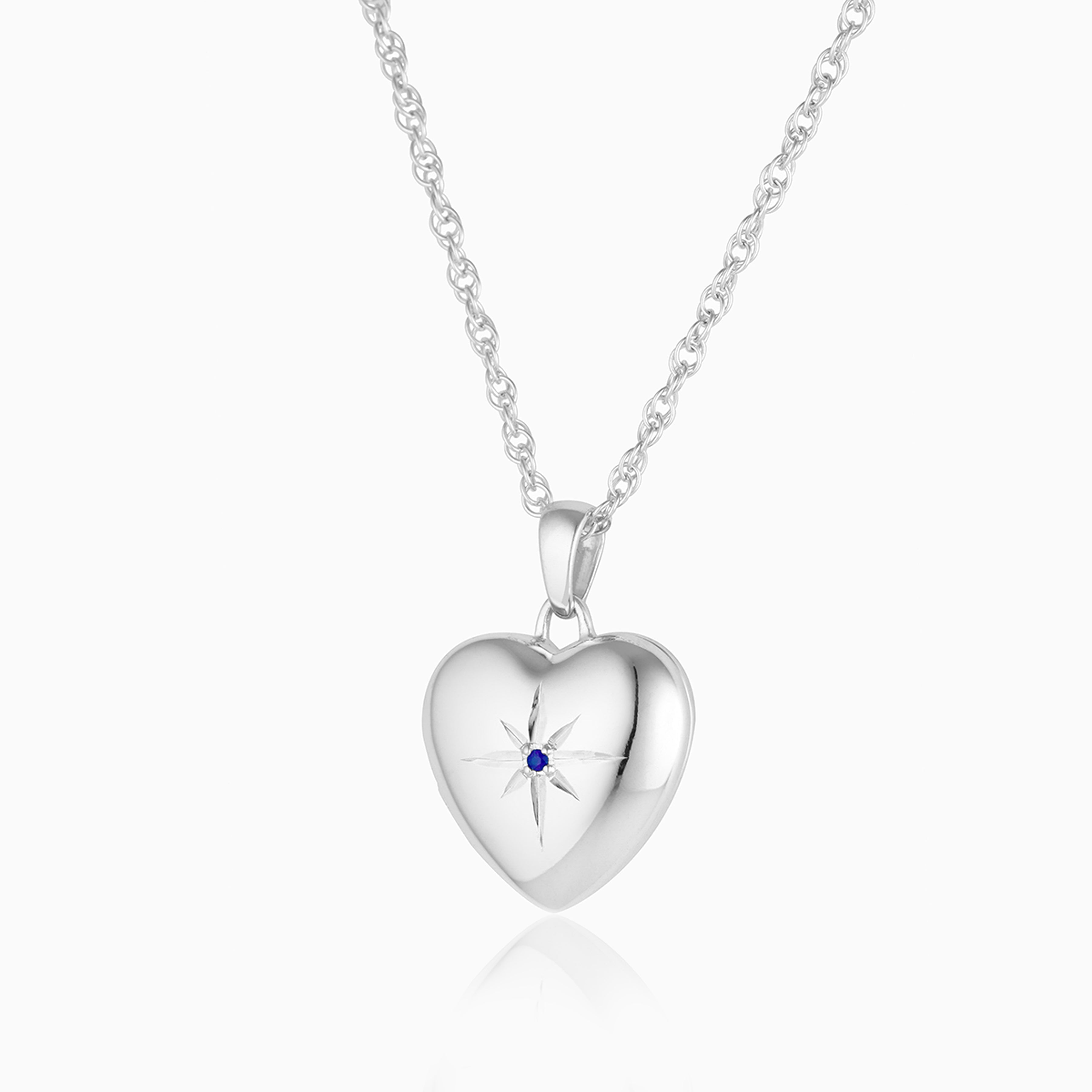 Product title: Premium White Gold and Sapphire Heart Locket, product type: Locket