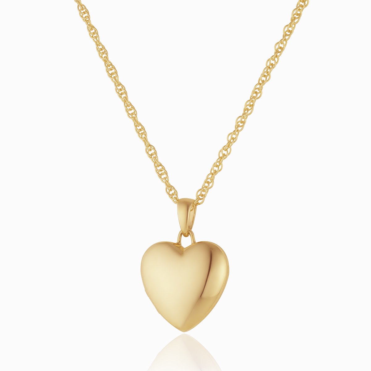 9 ct gold heart locket on a 9 ct gold rope chain