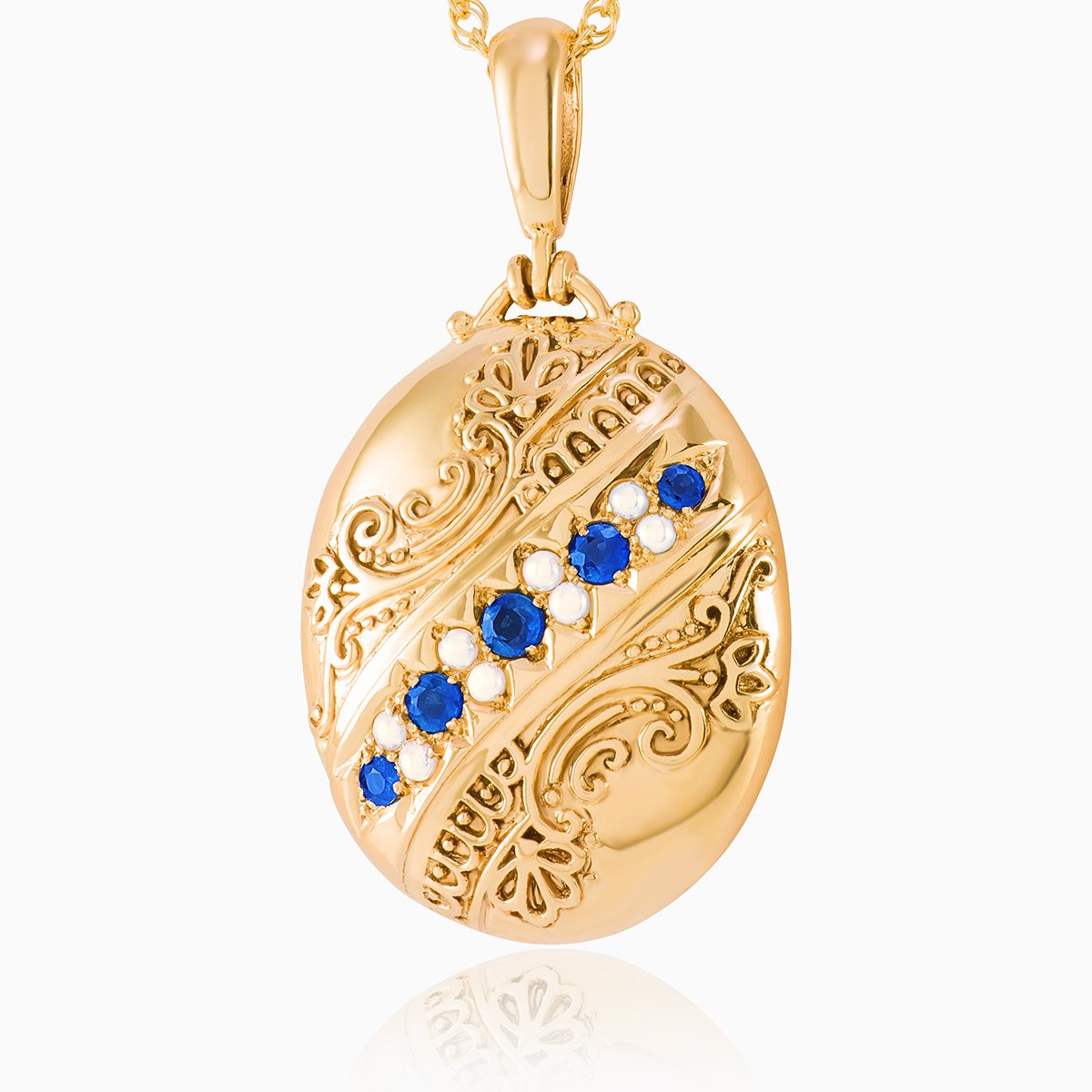 Product title: Large Sapphire Victorian Style Locket, product type: Locket
