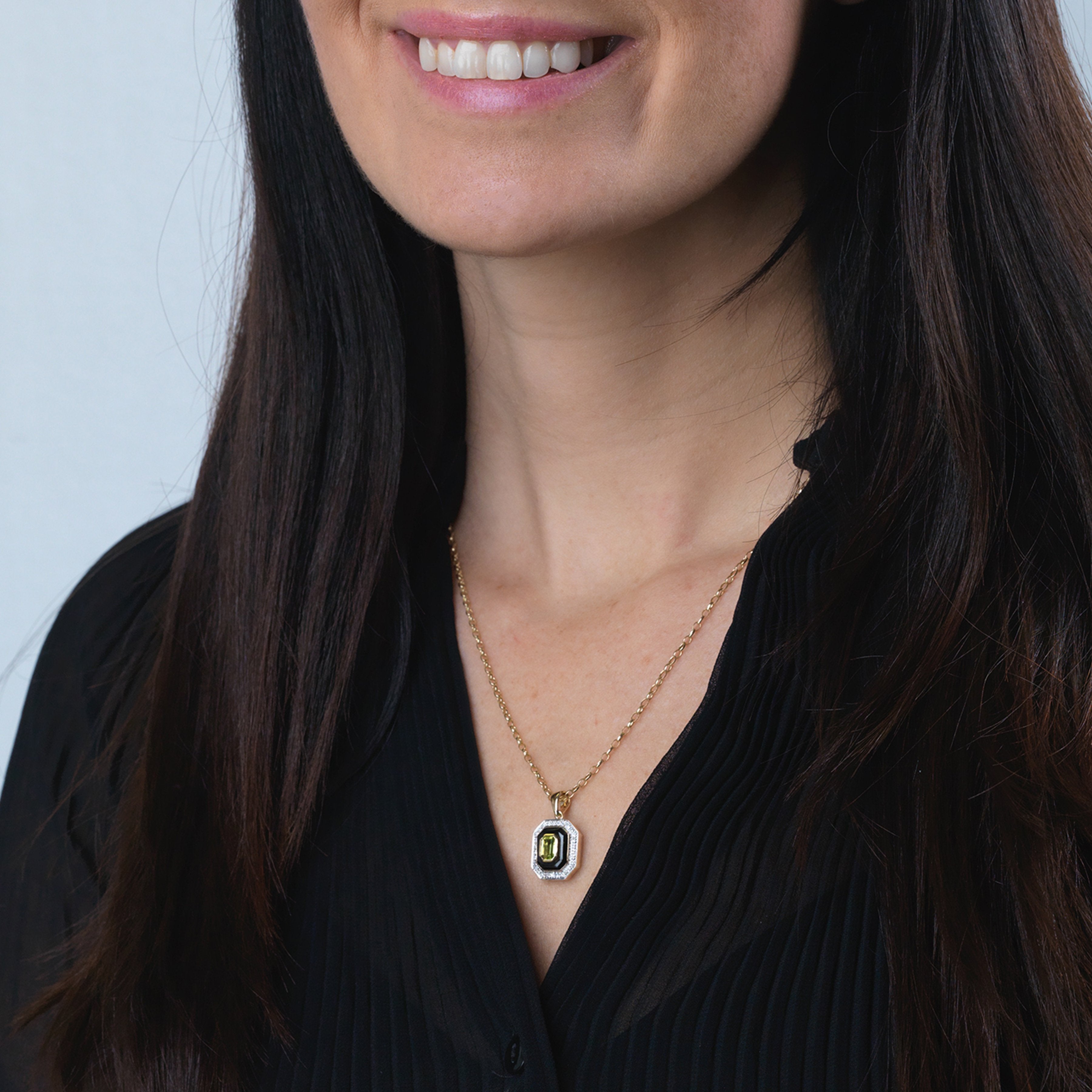 Product title: Onyx and Peridot Art Deco Locket, product type: Locket