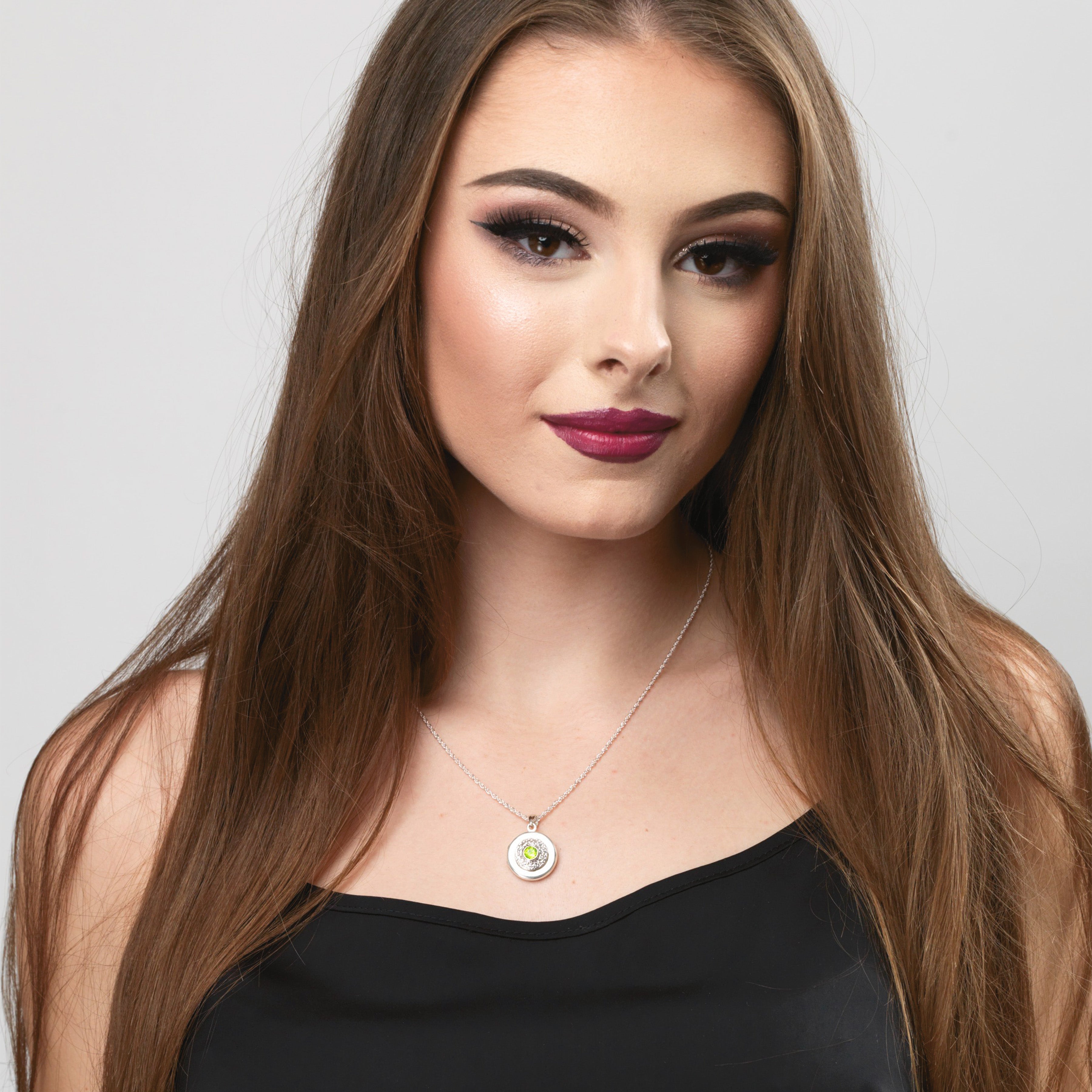 Product title: Contemporary White Gold Peridot Locket, product type: Locket
