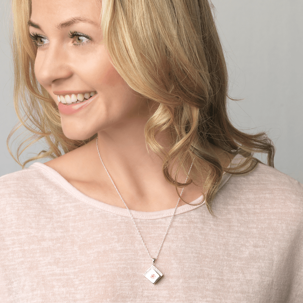 Product title: Contemporary Pink Tipped Square Locket 20 mm, product type: Locket