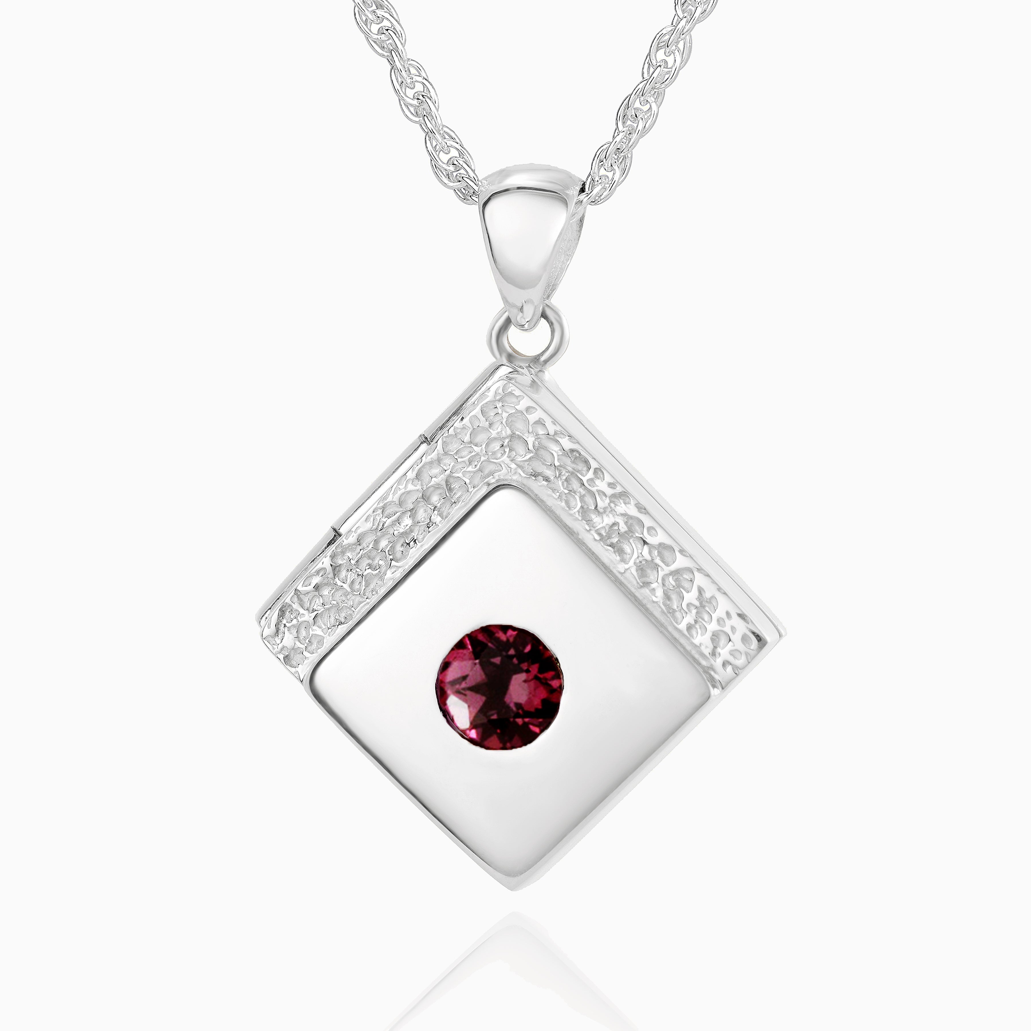 Product title: Contemporary Garnet Tipped Locket, product type: Locket