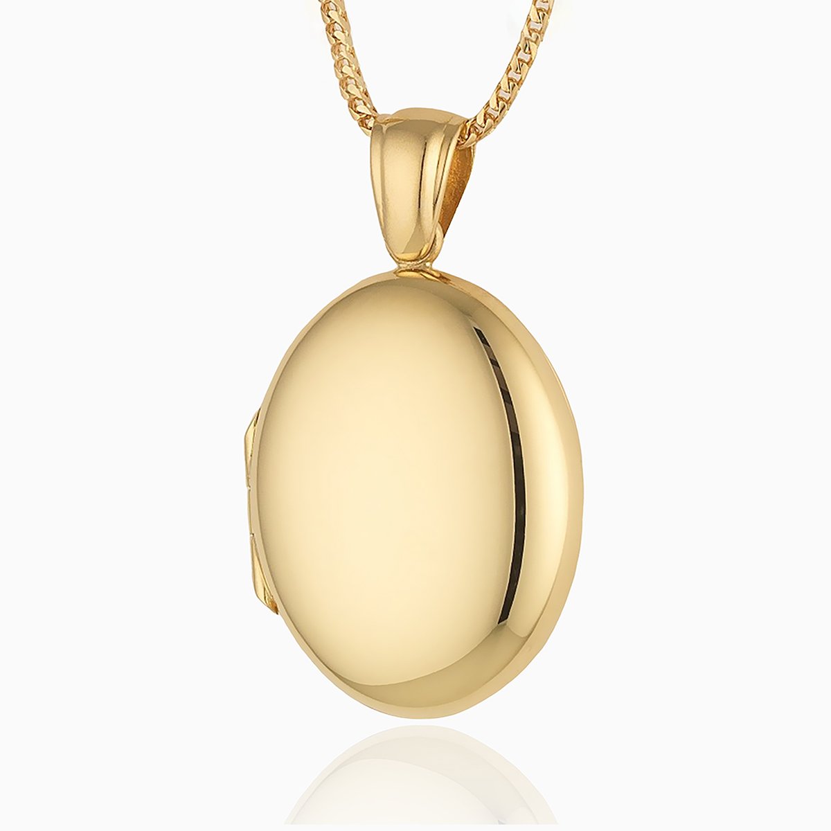 18 ct gold oval locket on an 18 ct gold franco chain