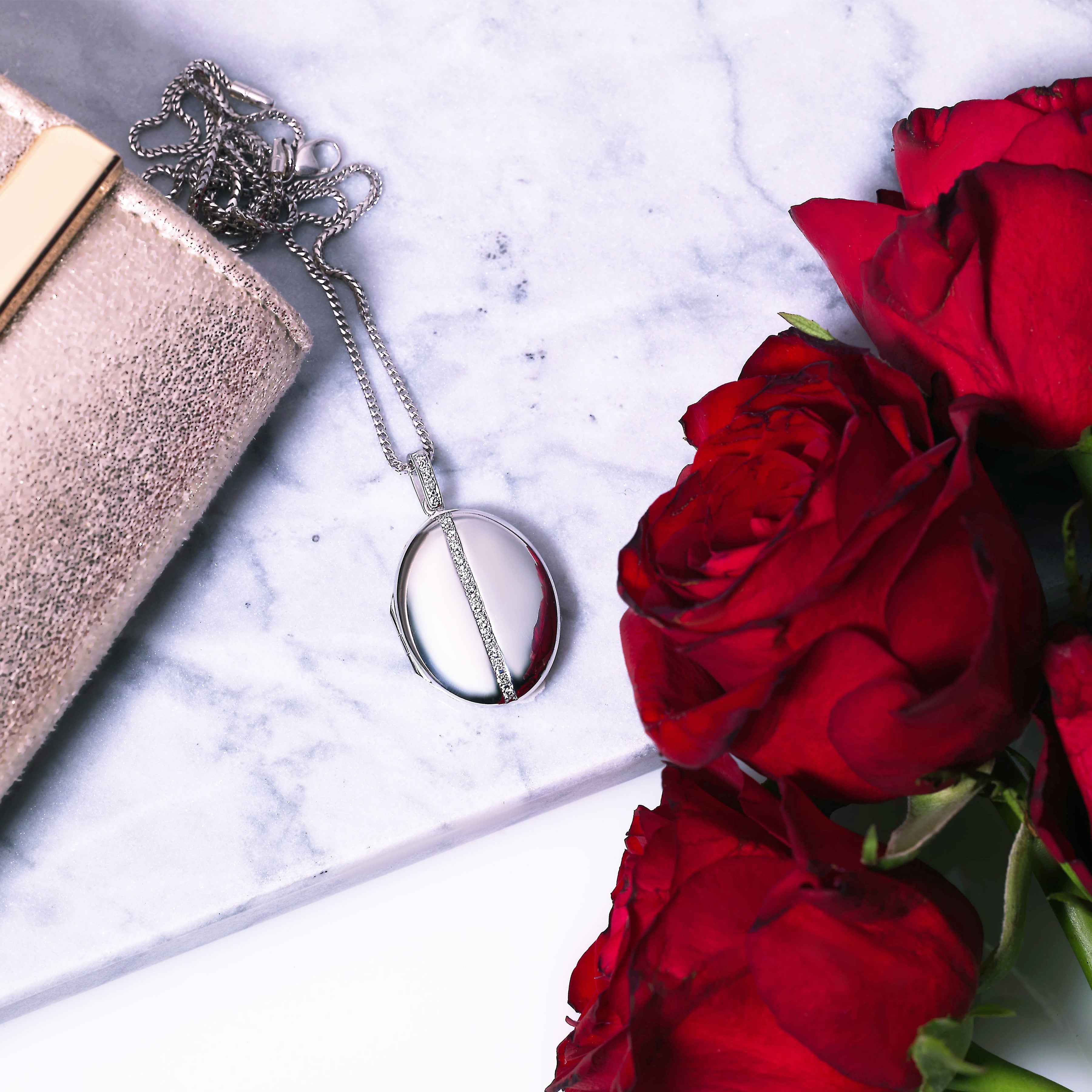 Product title: Contemporary White Gold and Diamond Locket, product type: Locket