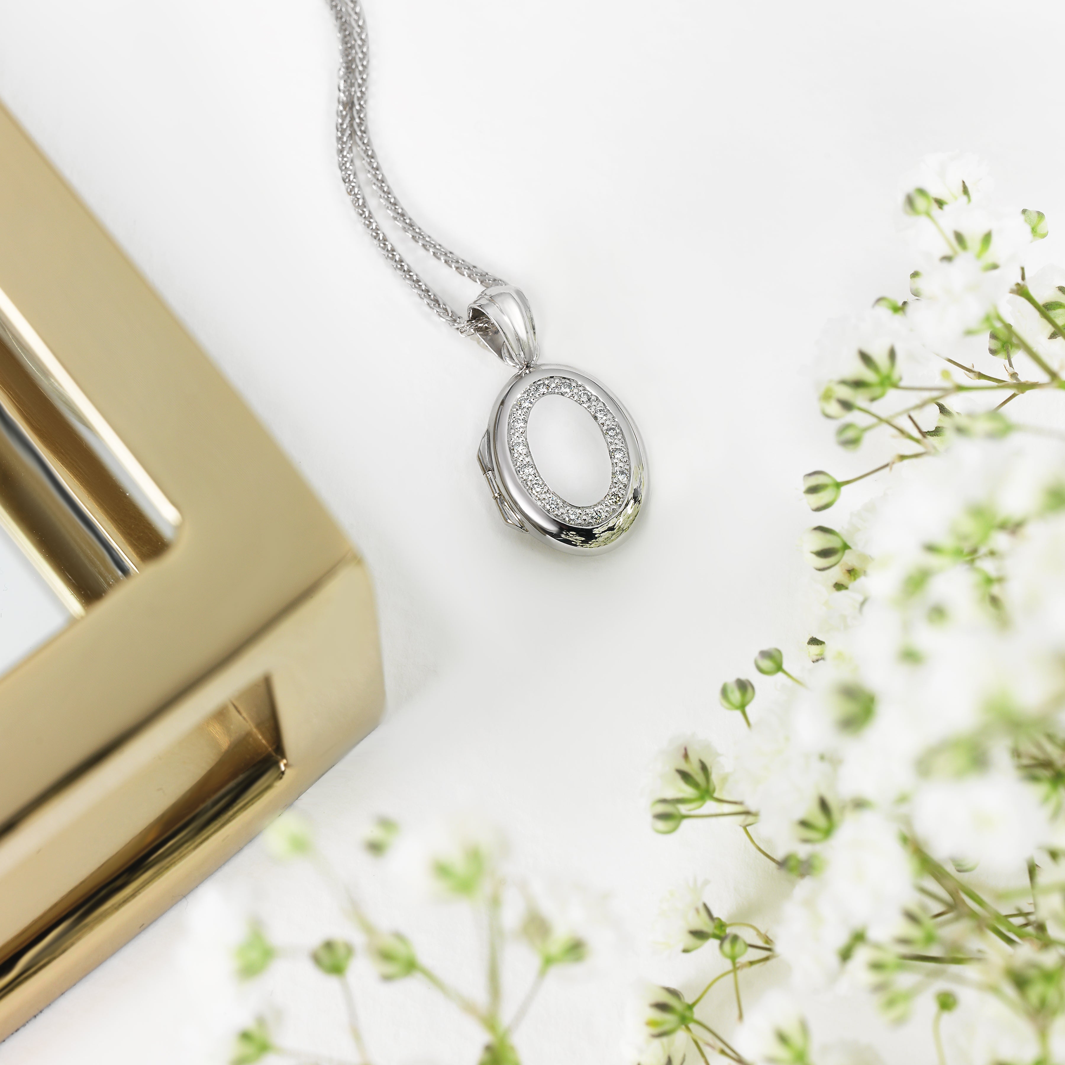 Product title: White Gold and Diamond Petite Locket, product type: Locket