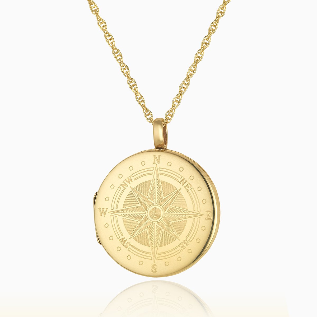 Large round 9 ct gold mens' locket on a 9 ct gold chain.