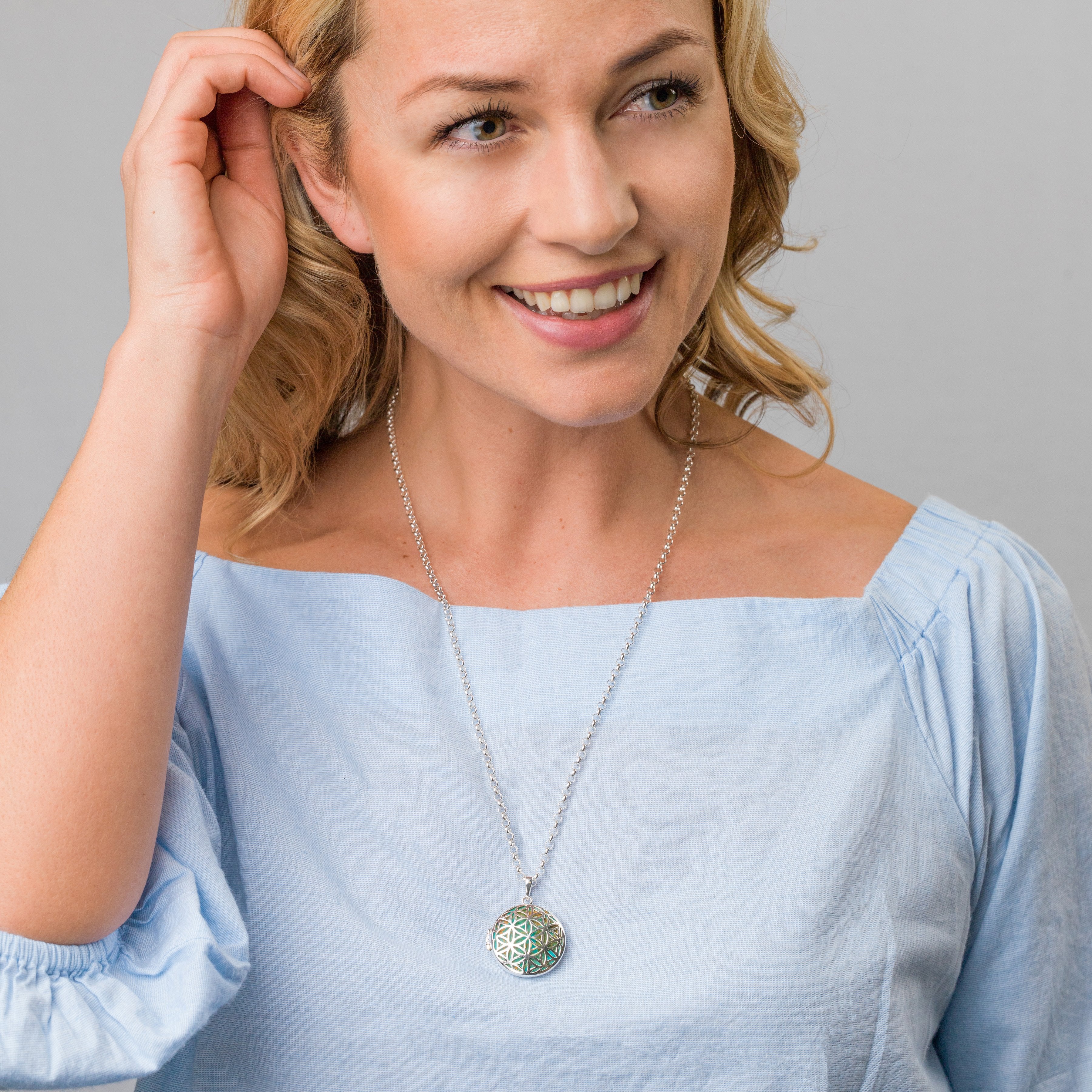 Product title: Contemporary Filigree Turquoise Locket, product type: