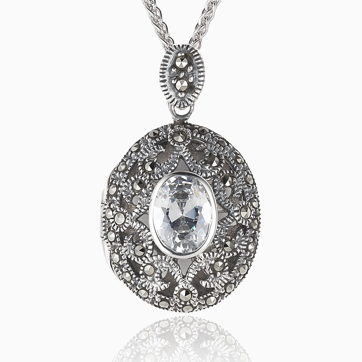 Product title: Marcasite and Cubic Zirconia Locket, product type: Locket