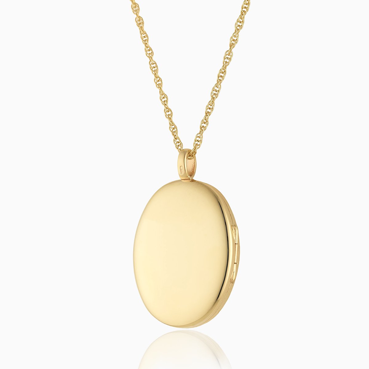 Large 3-photo 9 ct gold oval locket on a 9 ct gold rope chain