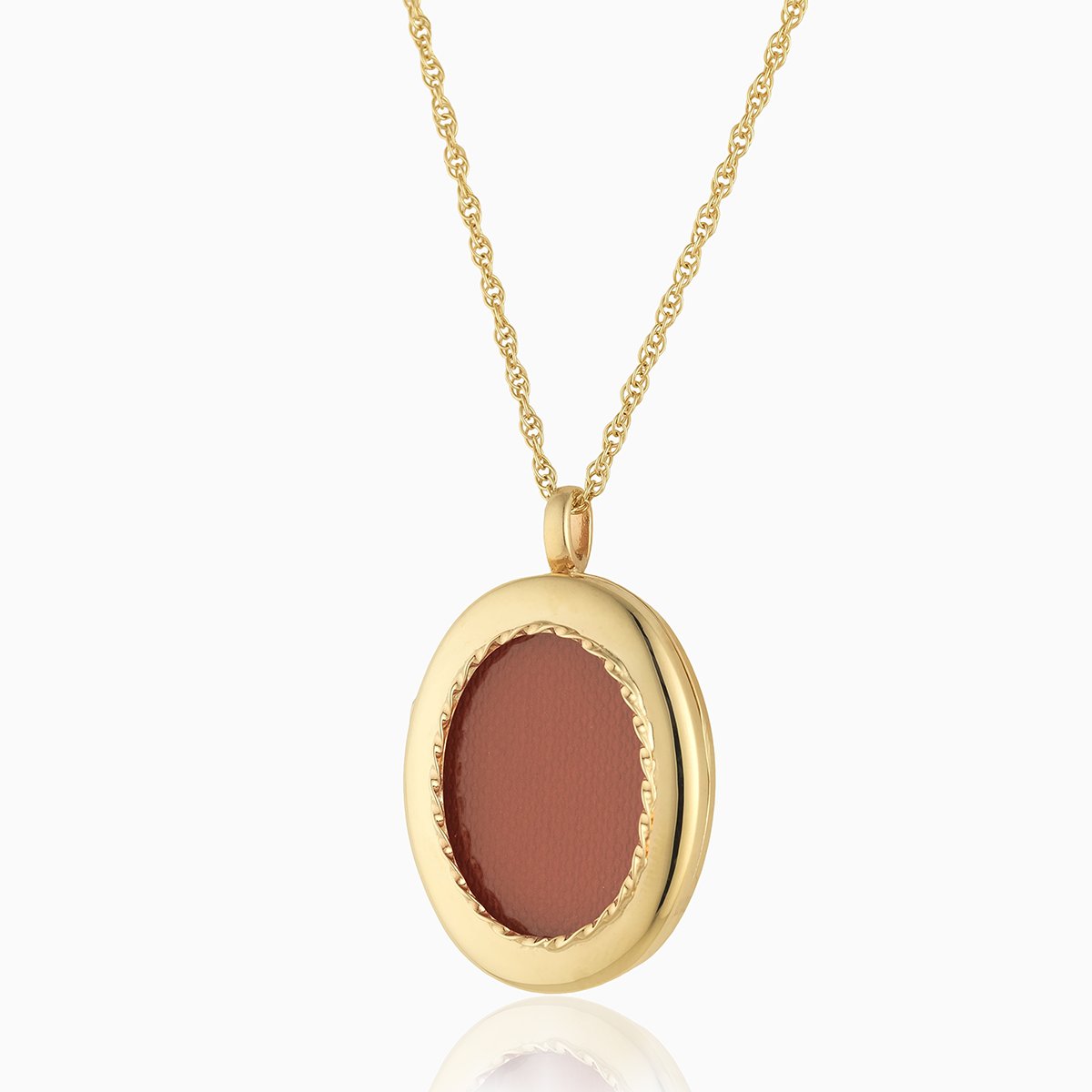 Large 3-photo 9 ct gold oval locket on a 9 ct gold rope chain