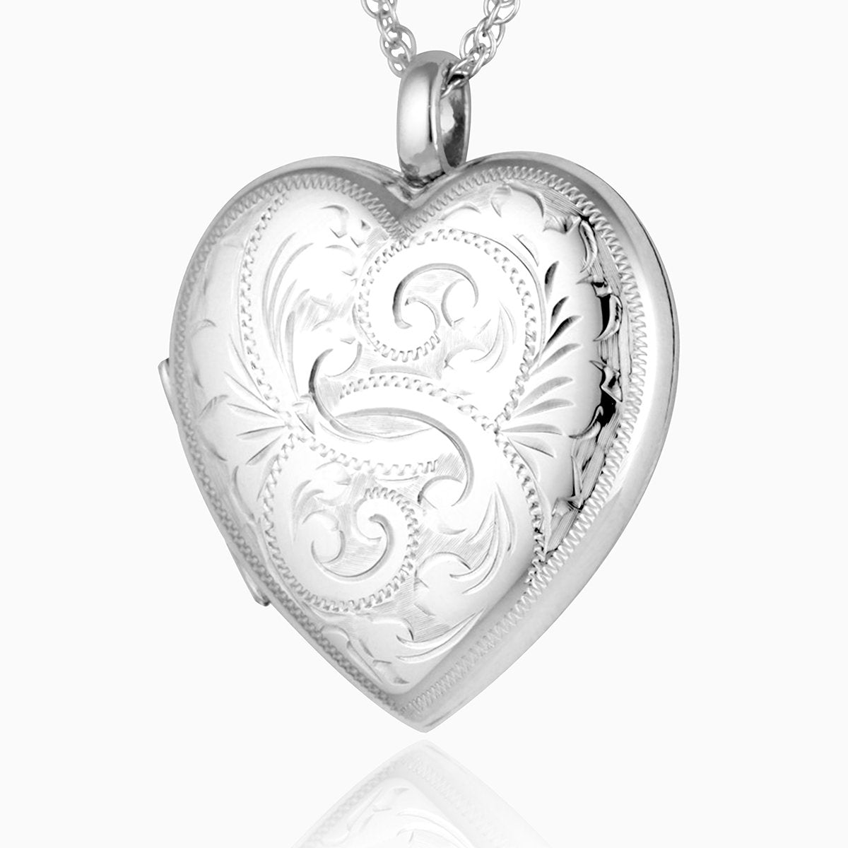 925 sterling silver foliate engraved 4 photo heart locket