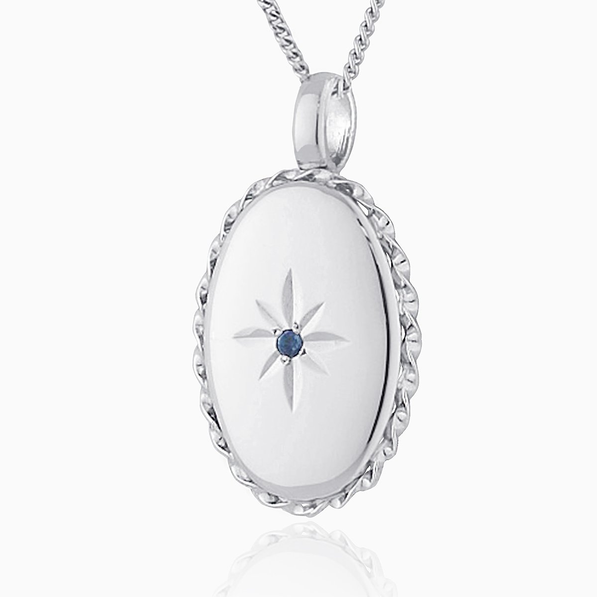Product title: White Gold and Sapphire Locket, product type: Locket