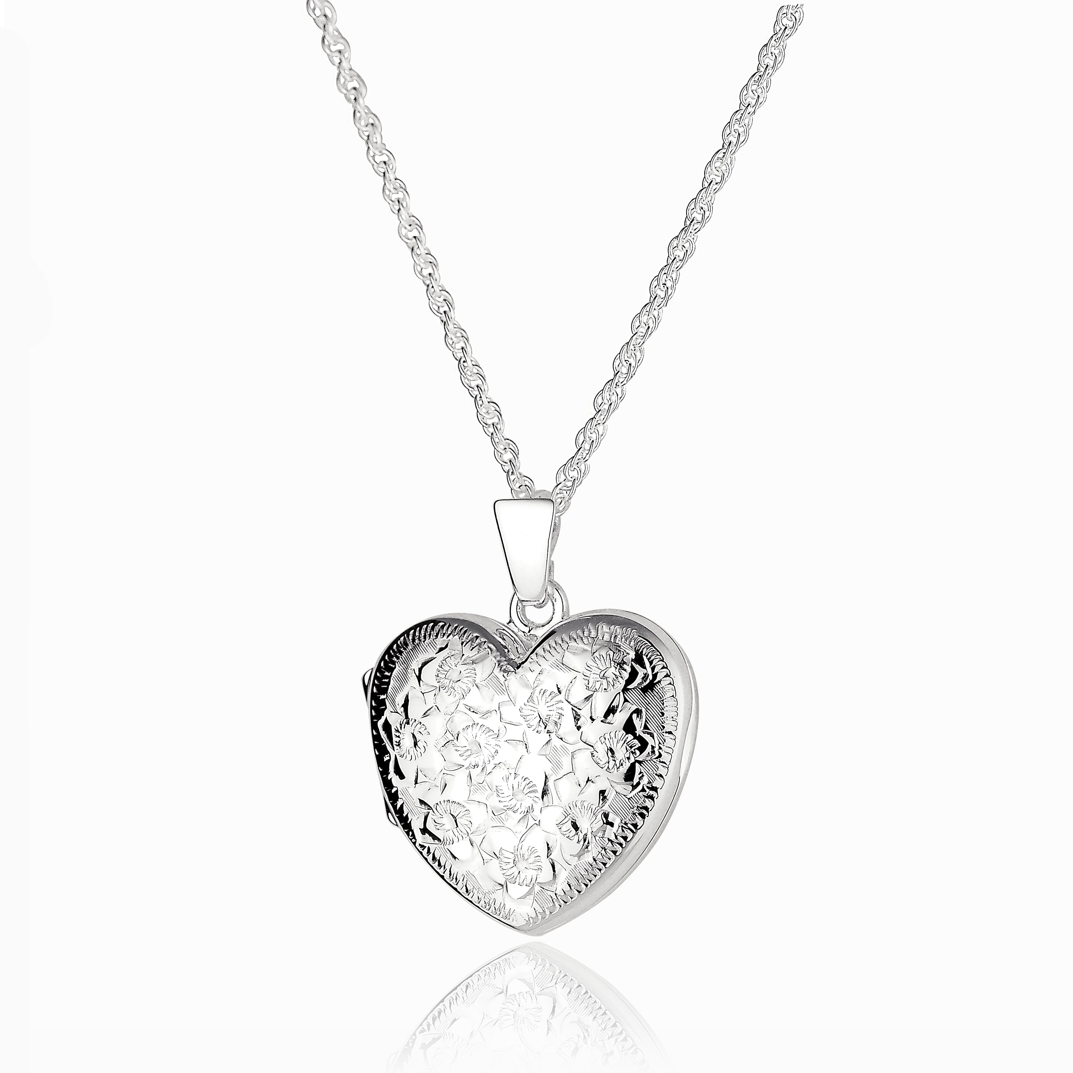 Product title: Hand Engraved White Gold Bouquet Locket, product type: Locket
