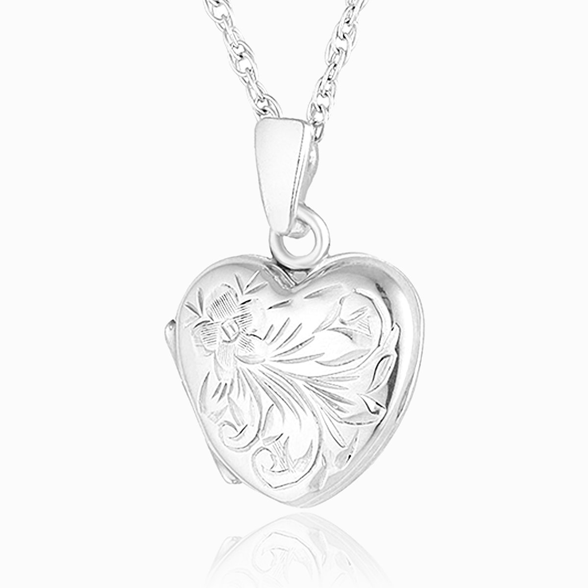 925 sterling silver petite foliate engraved heart locket