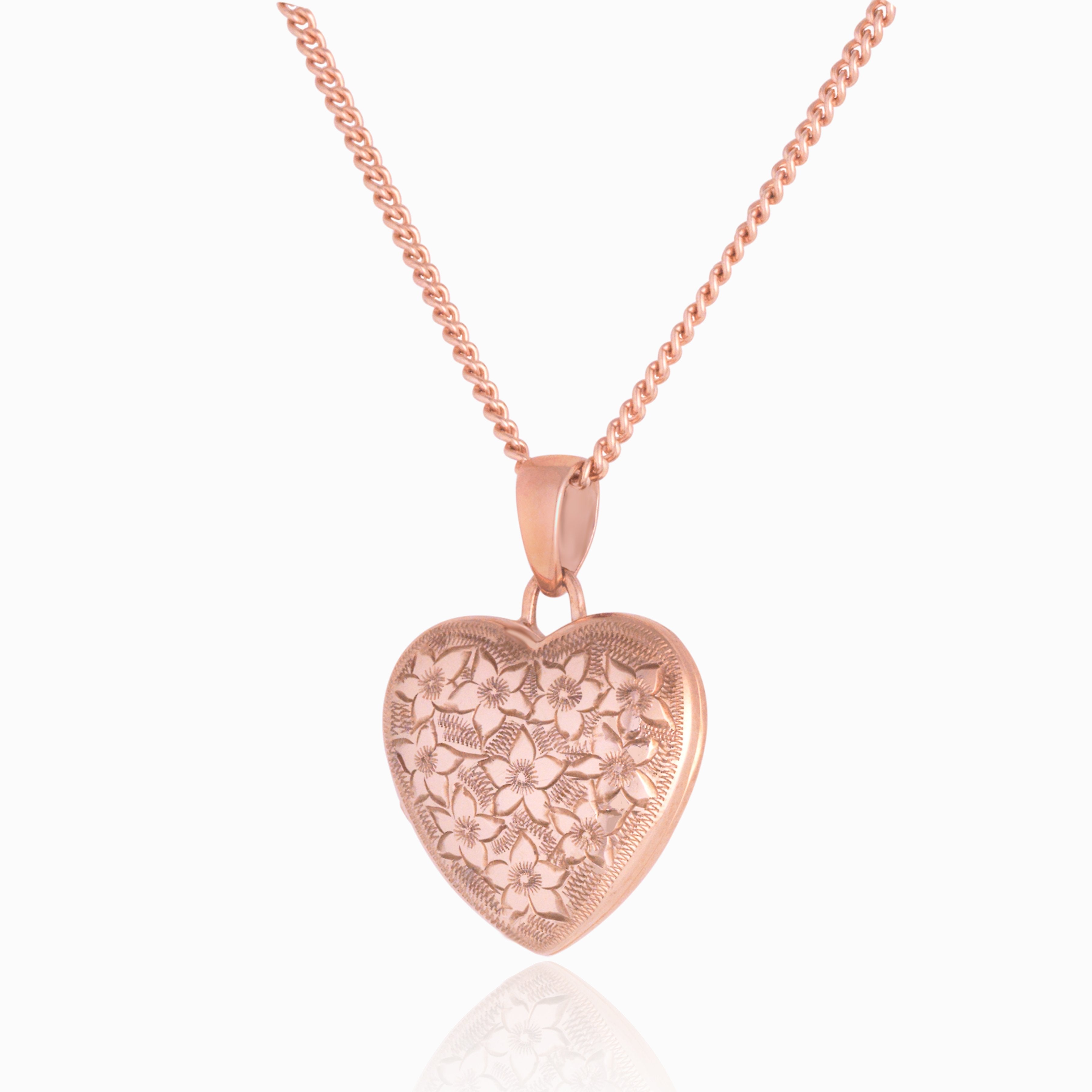 Product title: Rose Gold Floral Heart, product type: Locket