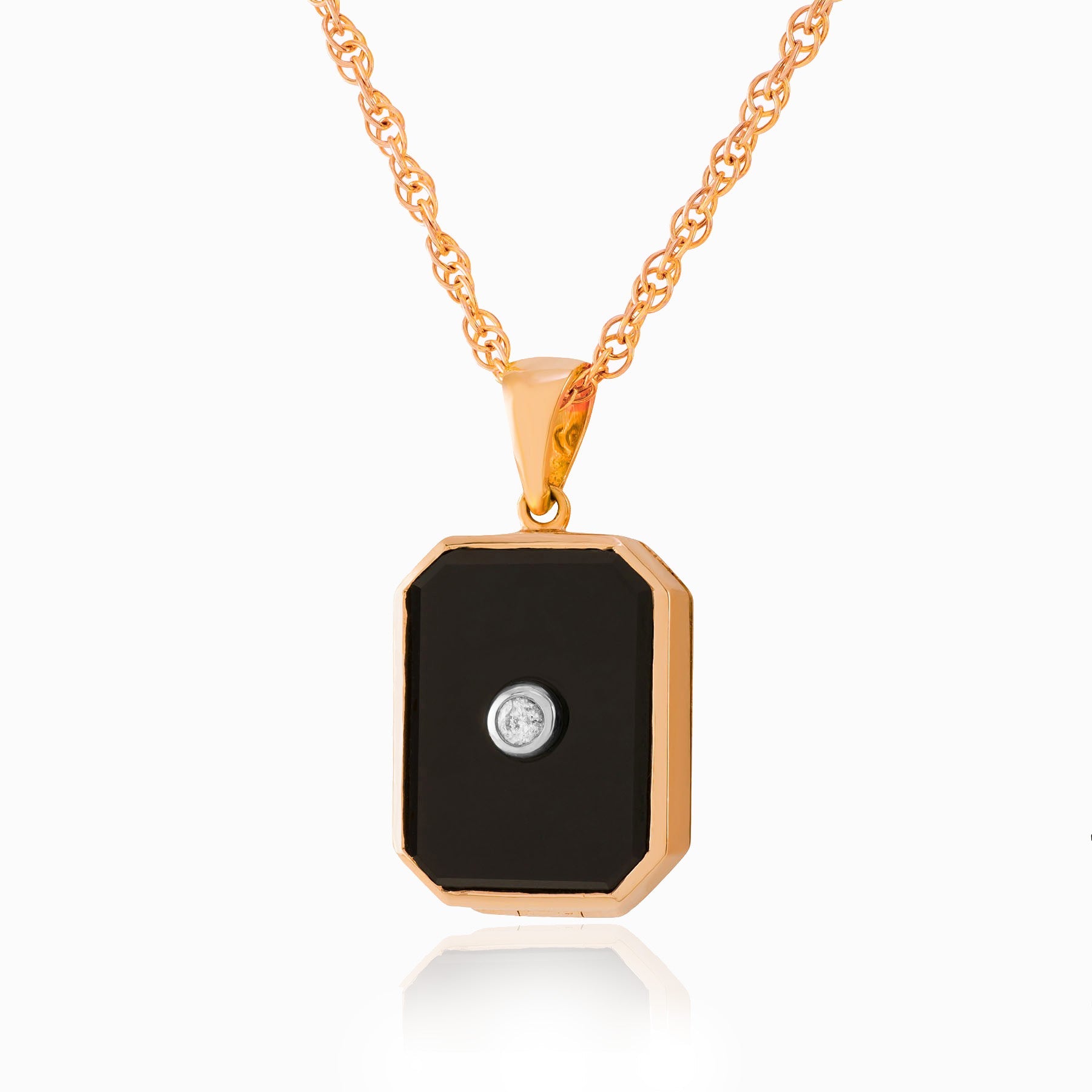Product title: Rose Gold and Onyx Keepsake Locket, product type: Locket
