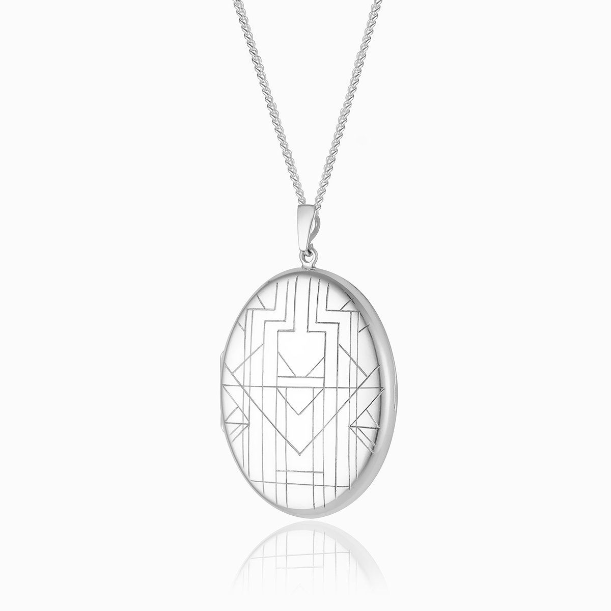 Product title: Extra Large Art Deco Chevron Pattern Locket, product type: Locket