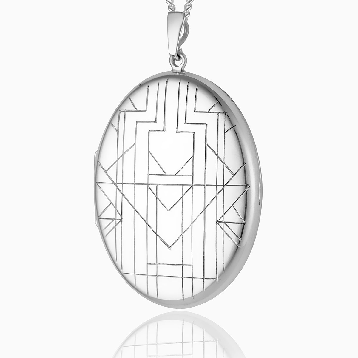 Product title: Extra Large Art Deco Chevron Pattern Locket, product type: Locket