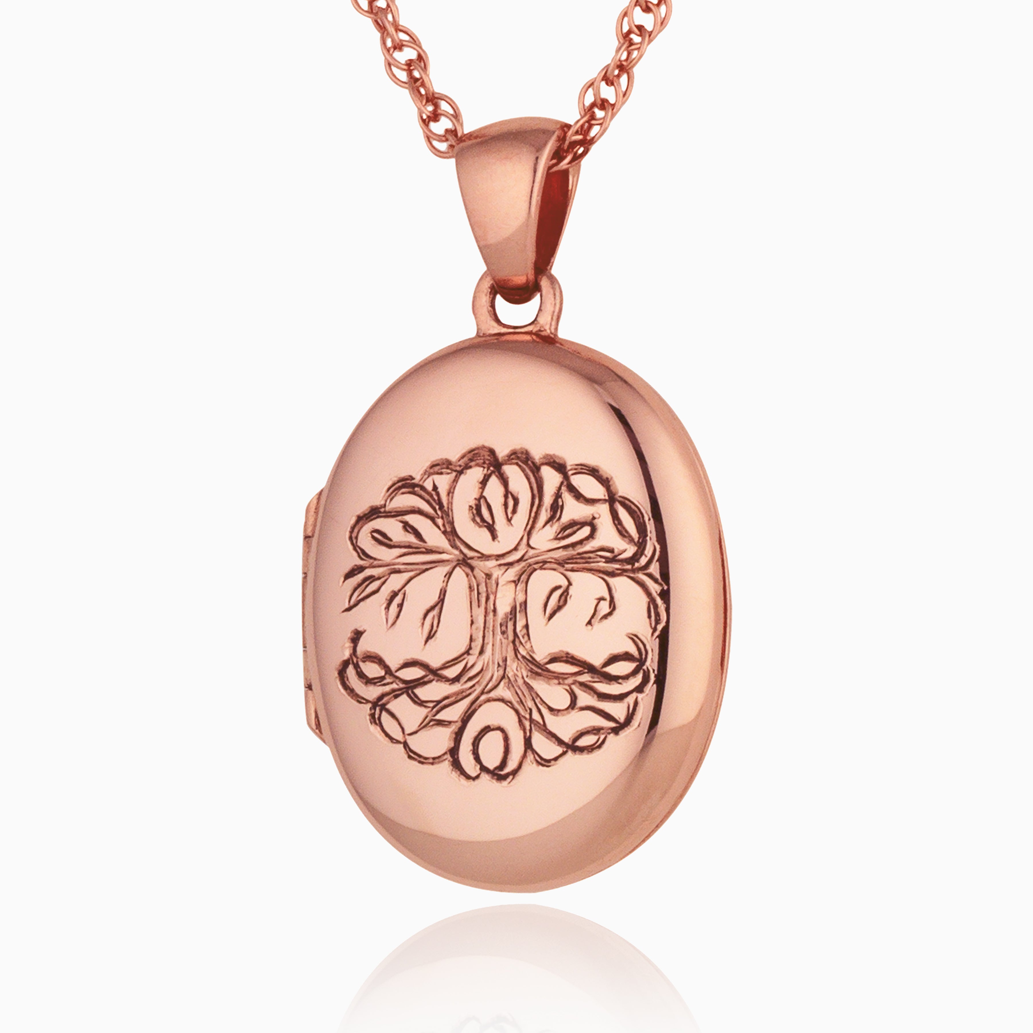 Product title: Rose Gold Tree of Life 4-Photo Locket, product type: Necklaces
