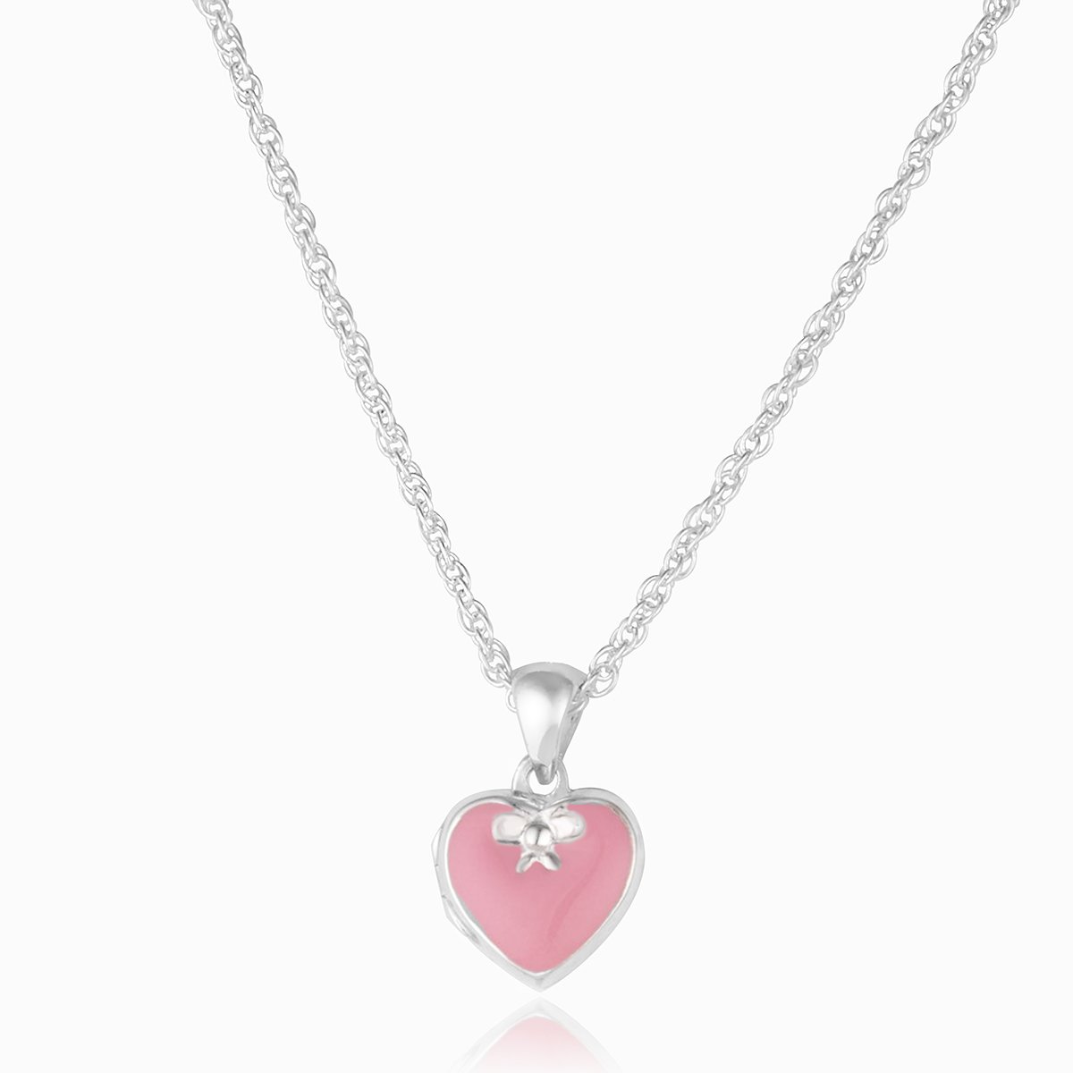 Product title: Girl's Pink Heart and Bow Locket, product type: Locket