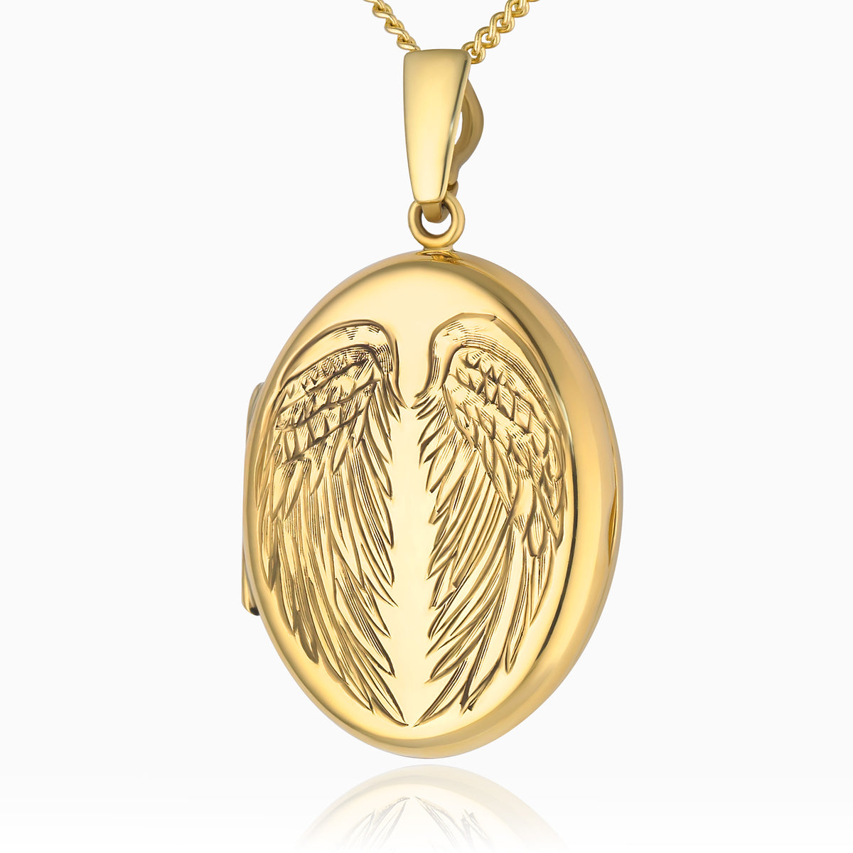 Hand Engraved Angel Wings Gold Locket