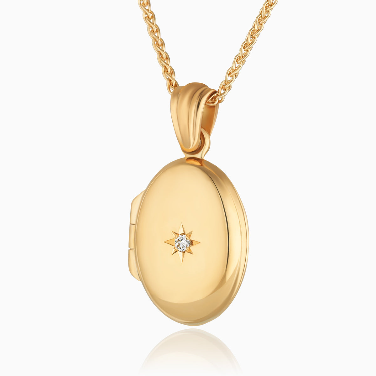 Product title: Petite 18ct Oval and Diamond Locket, product type: Locket