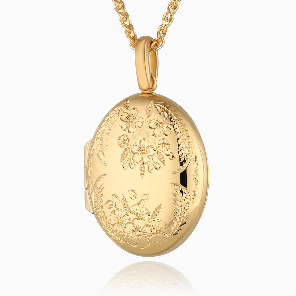 Product title: Floral Traditional 18 ct Oval Locket, product type: Locket