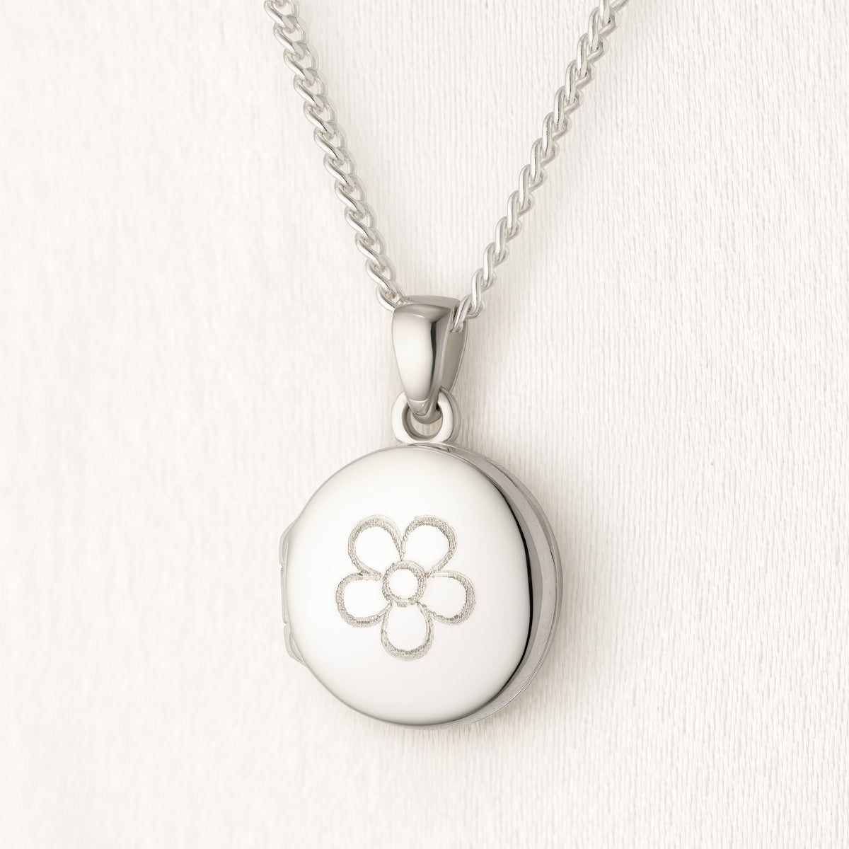 Contemporary Tiny Round Flower Locket